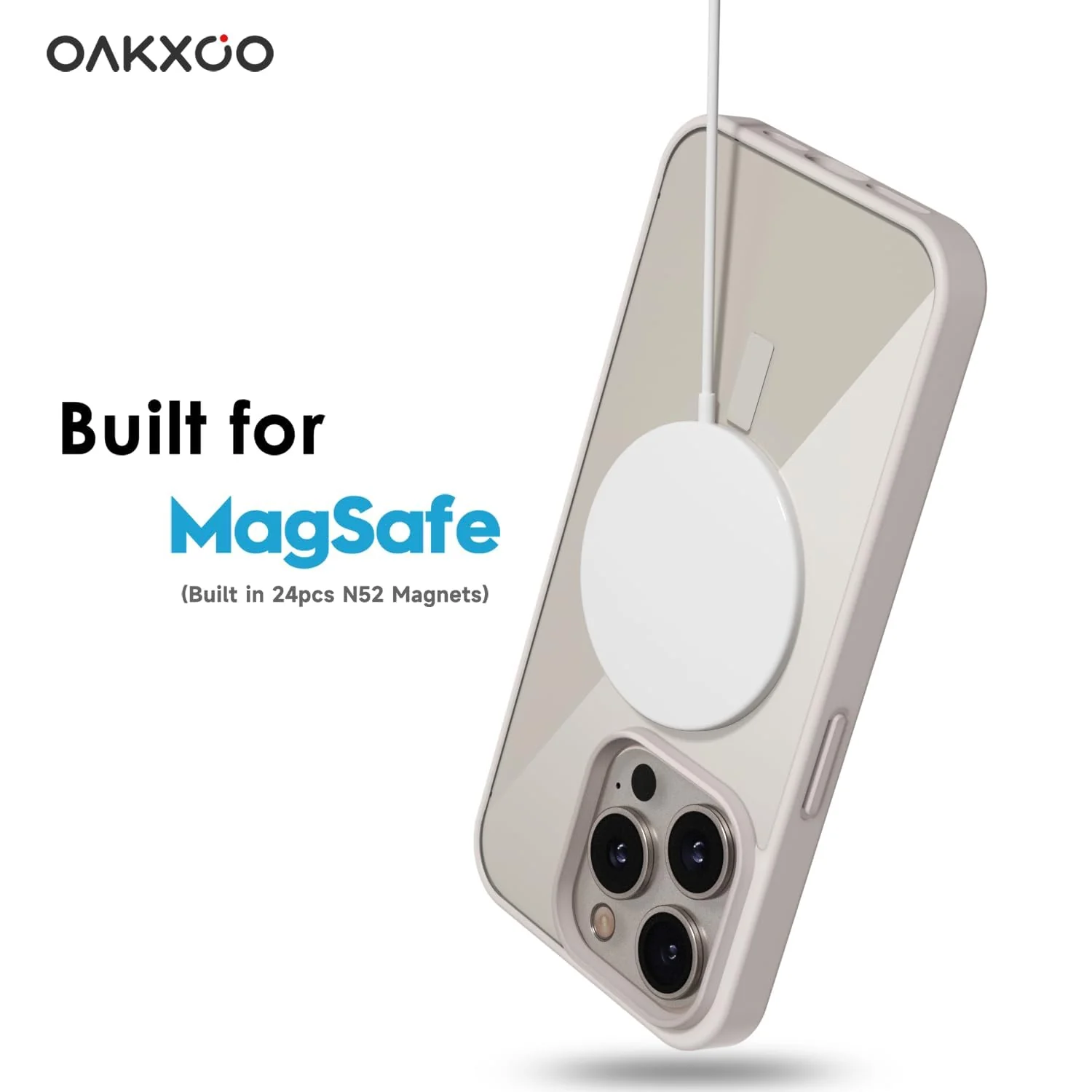 DL3 Mobilak Clear MagSafe-Compatible Magnetic Case for iPhone 15 Pro Max with Magnetic Car-Mount Support and Military-Grade Protection - Titanium