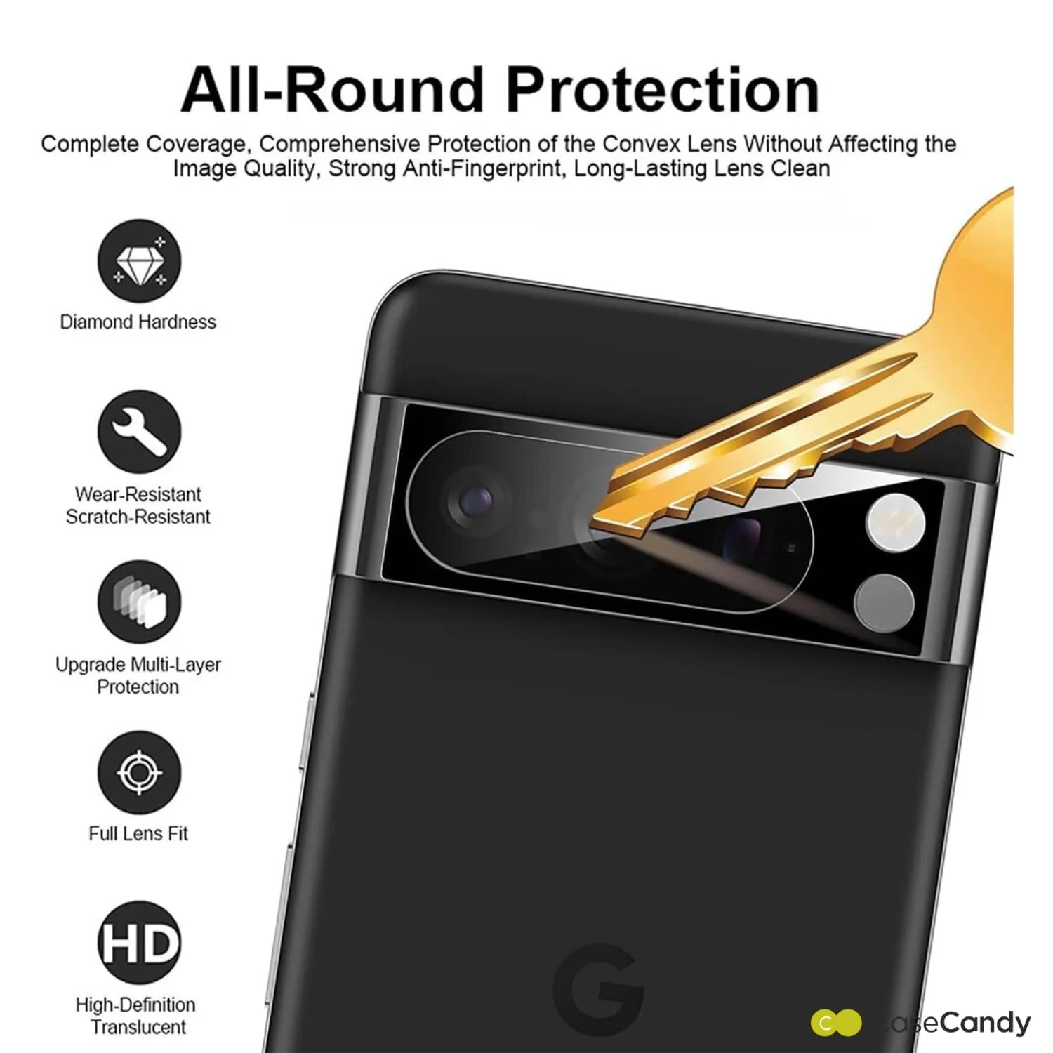 DL3 Mobilak Google Pixel 8 Pro Camera Lens Protector Tempered Glass Screen Protector HD [Full Coverage][Anti-Scratch] Drop Protection Ultra Clear/Thin Lens Protector Case - Black