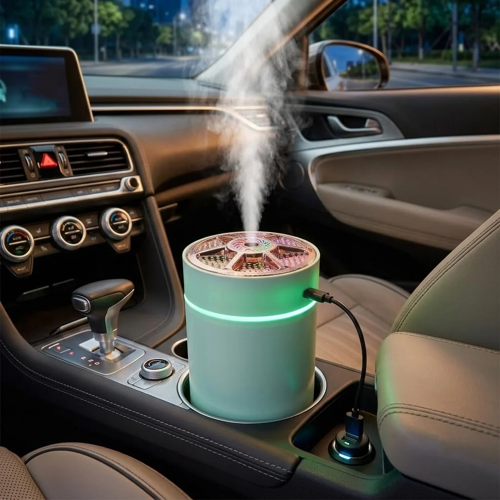 MOBIGON 220 ml USB Humidifier with Night Light, Light Green