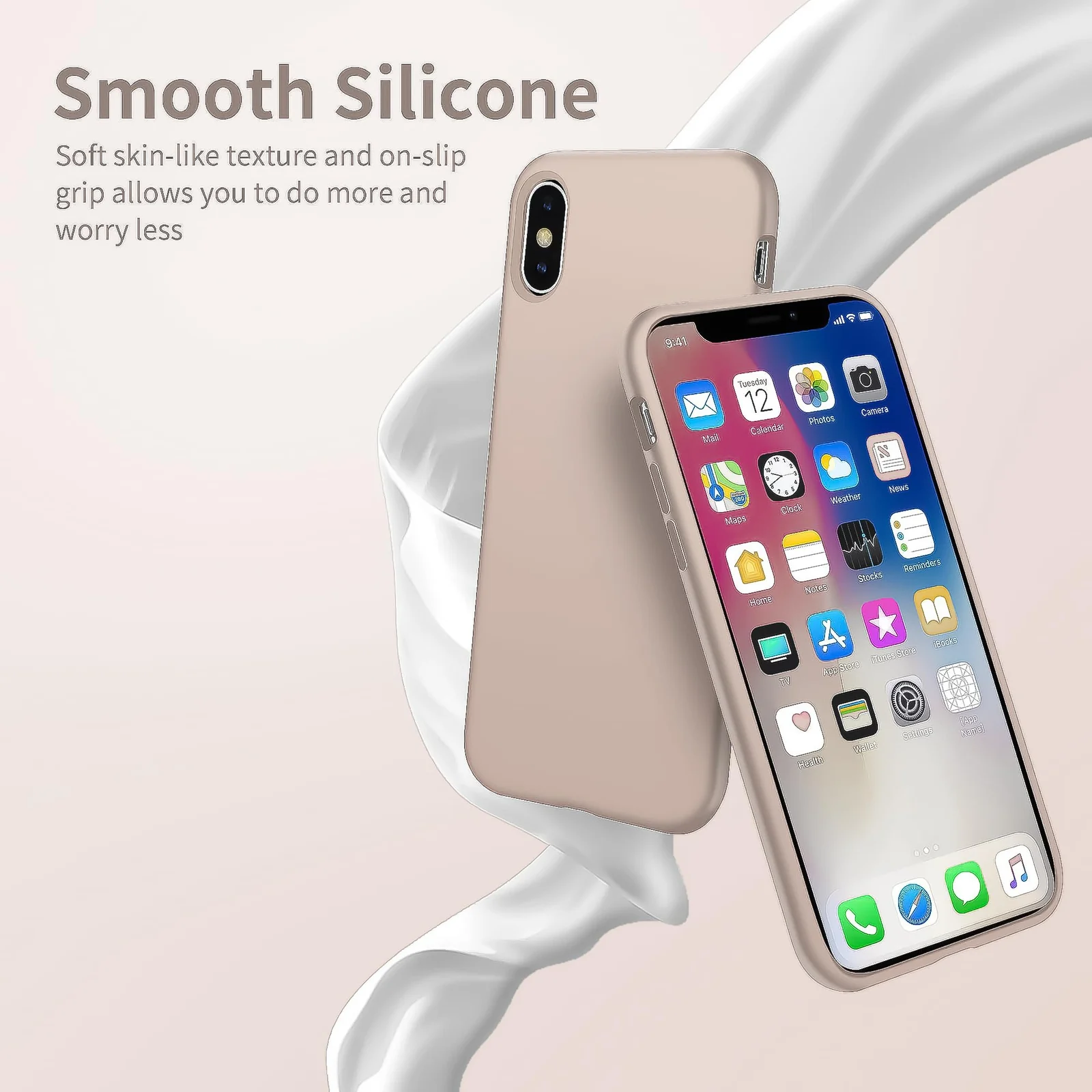 DL3 Mobilak Compatible with iPhone XS Max Case, Liquid Silicone Case, Full Body Protective Cover, Shockproof, Slim Phone Case, Anti-Scratch Soft Microfiber Lining - Pastel Pink