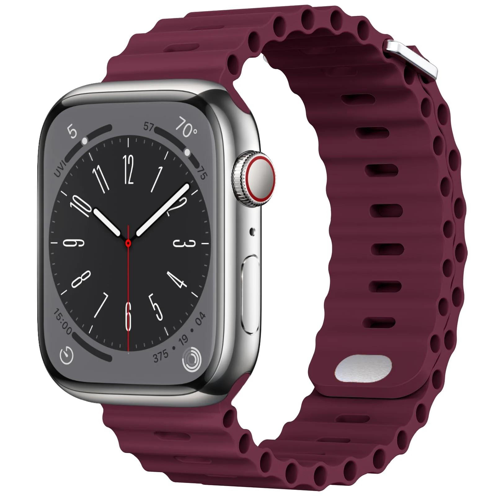 DL3 Mobilak Ocean Band For Apple Watch Ultra 49mm 45mm 44mm 42mm, Waterproof Soft Silicone Sport Wristbands Replacement Strap iWatch Ultra SE 8 7 6 5 4 3 2 1 (42MM/44MM/45MM/49MM) - Wine Red