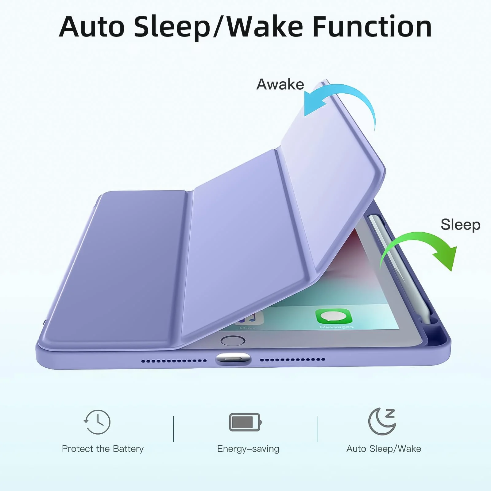 DL3 Mobilak Xiaomi Redmi Pad SE 11 inch Tablet 2023 Case with Pen Holder, Soft TPU Back Trifold Stand Protective Smart Cover Flip, Auto Wake & Sleep - Lavender