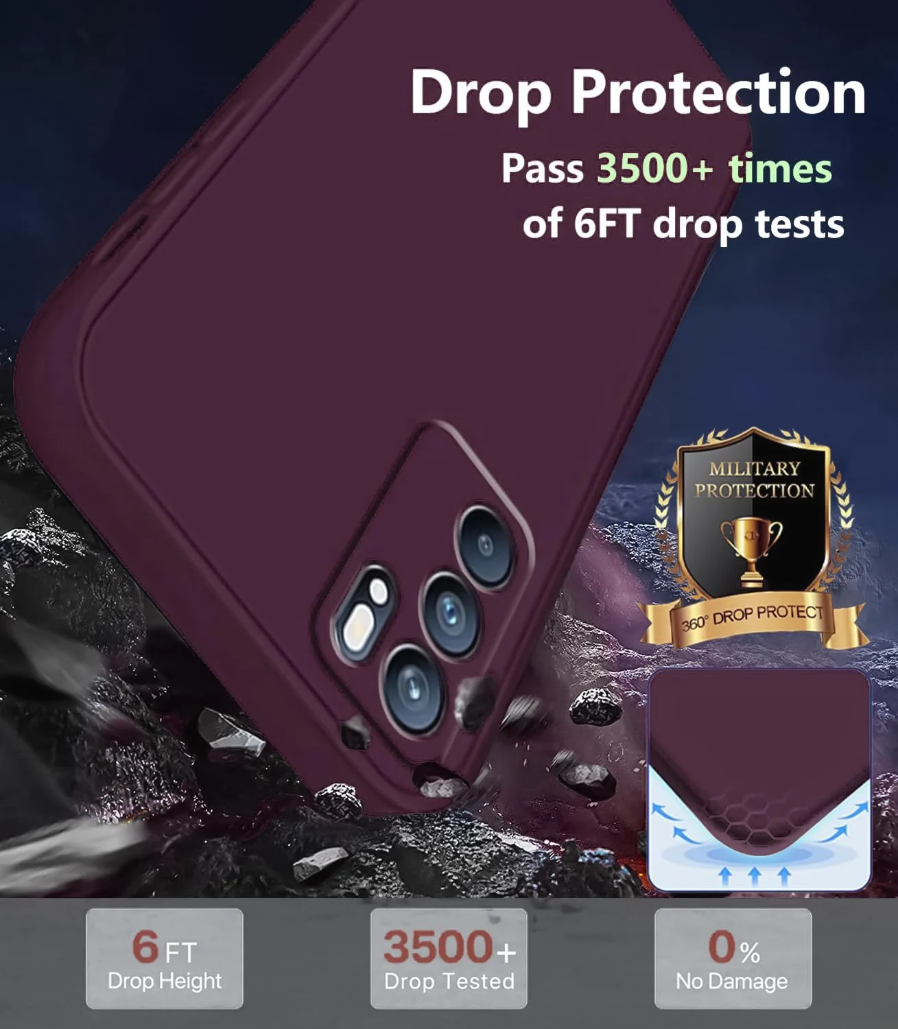 DL3 Mobilak Liquid Silicone Protective Case with Soft Microfiber Lining with Full Camera Protection for OPPO Reno 6 5G - Wine Red
