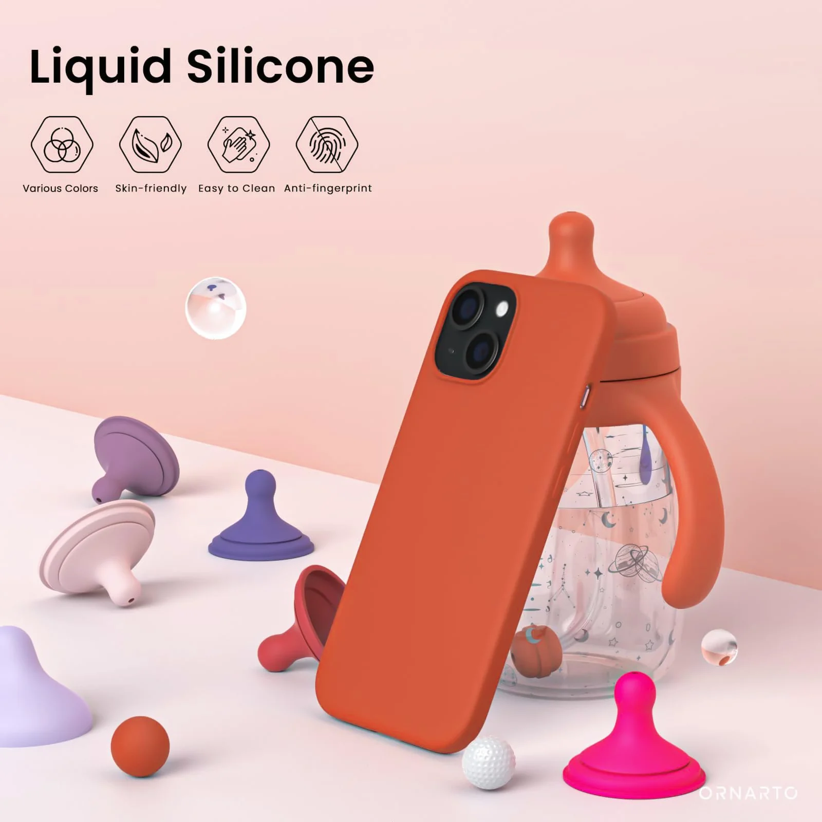"DL3 Mobilak Liquid Silicone Protective Case for 𝐢𝐏𝐡𝐨𝐧𝐞 𝟏𝟓 𝐏𝐥𝐮𝐬, 𝐢𝐏𝐡𝐨𝐧𝐞 𝟏𝟒 𝐏𝐥𝐮𝐬 "" with Camera Protection and Microfiber Lining - Orange"