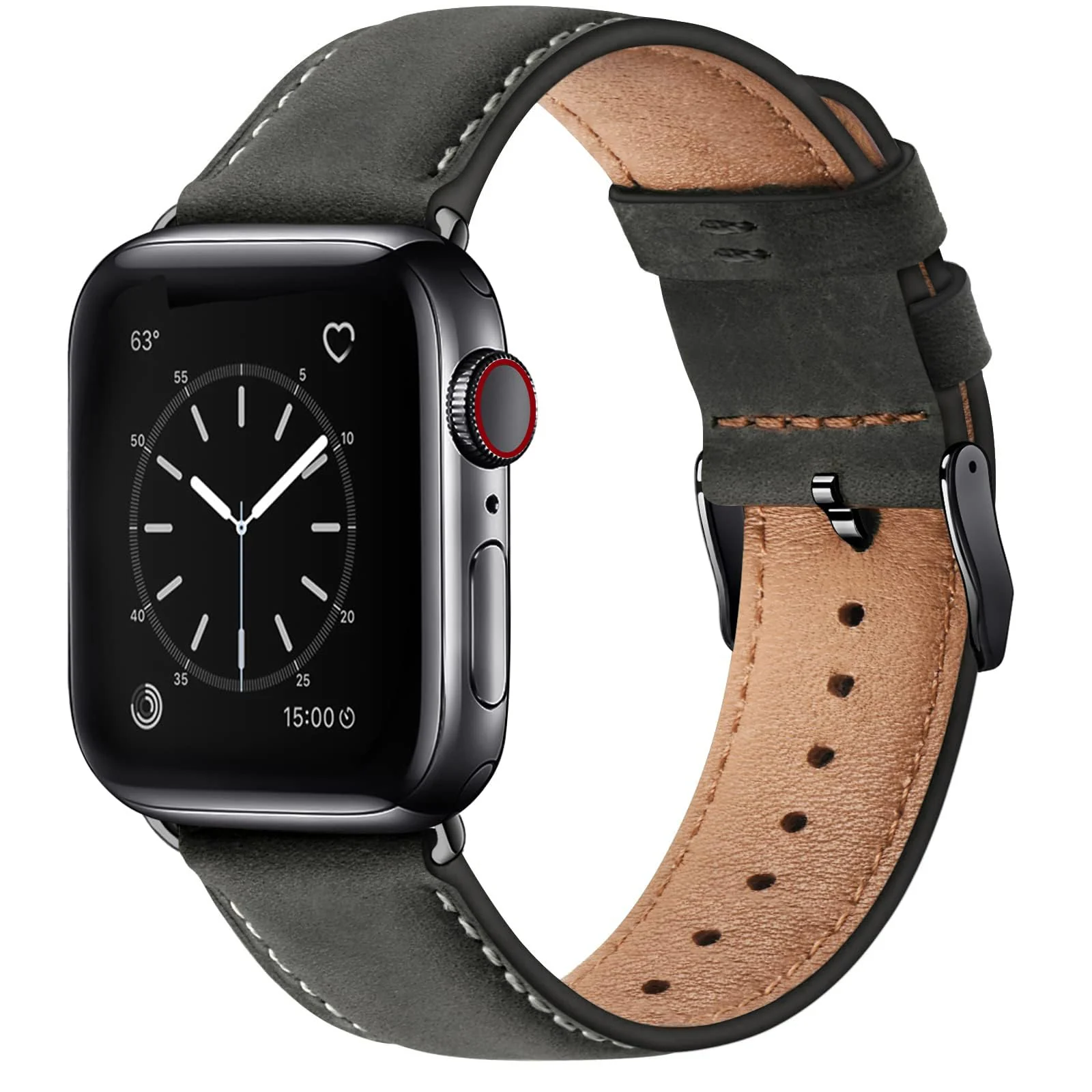 DL3 Mobilak Compatible with Apple Watch Band 49mm 46mm 45mm 44mm 42mm Leather Band Replacement Strap, Soft Leather Bracelet for iWatch Series 11 10 9 8 7 6 5 4 SE SE2 Ultra 3 2 1 - Black