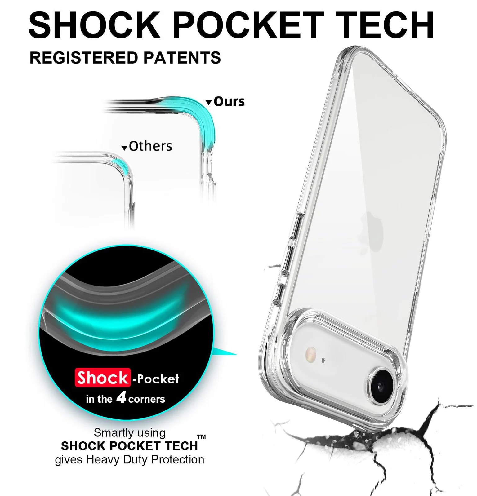 DL3 Mobilak Clear PC and TPU Protective Case for iPhone Air with Camera Protection and Military-Grade Protection - Clear
