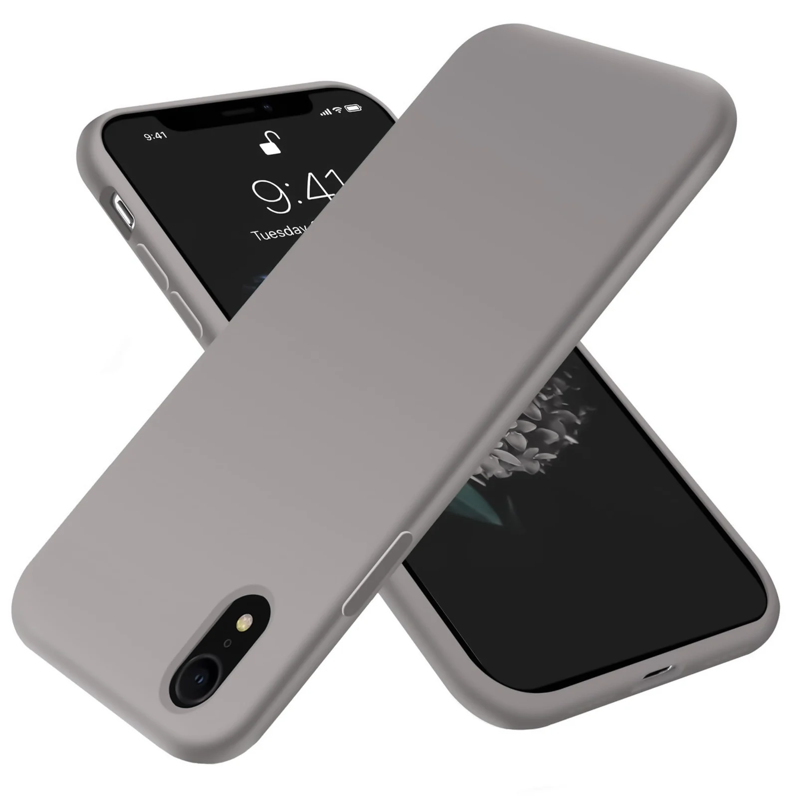 DL3 Mobilak Liquid Silicone Case for iPhone XR, Shock-absorbing protection, Scratch-resistant surface, Soft microfiber lining - Stone 2