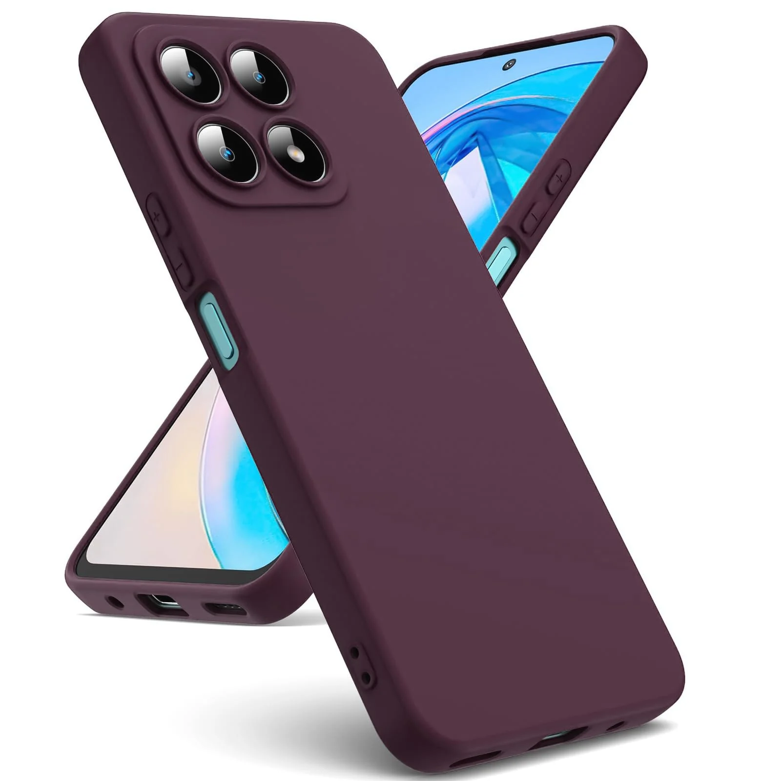 DL3 Mobilak Liquid Silicone Protective Case with Soft Microfiber Lining with Full Camera Protection for Honor X8A - Wine Red