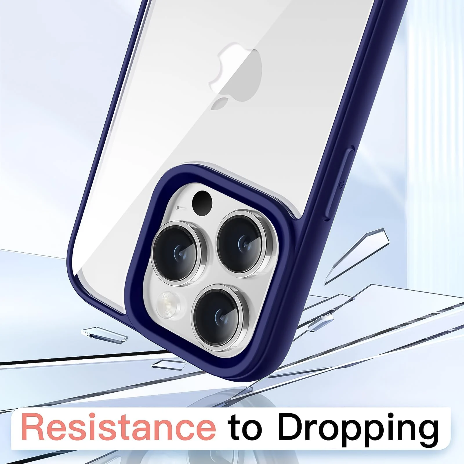 DL3 Mobilak Clear PC and TPU Protective Case for iPhone 13 / iPhone 14 with Shockproof Design and Anti-Yellowing Design - Navy Blue