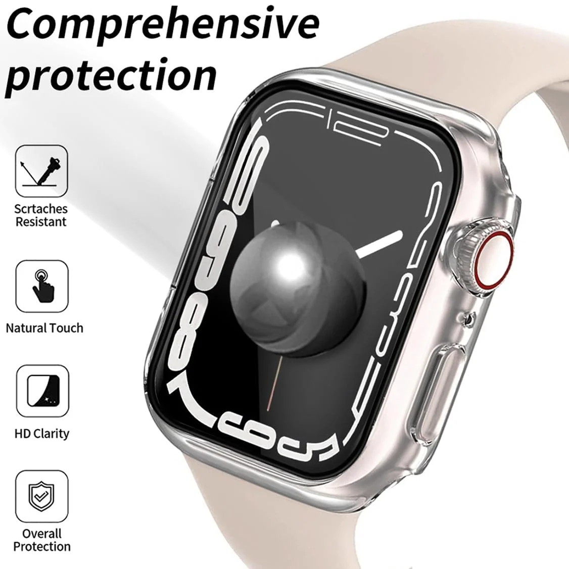 DL3 MOBILAK Full-Coverage Watch Case with Tempered Glass for Apple Watch Series 10 46 mm, Wine Red