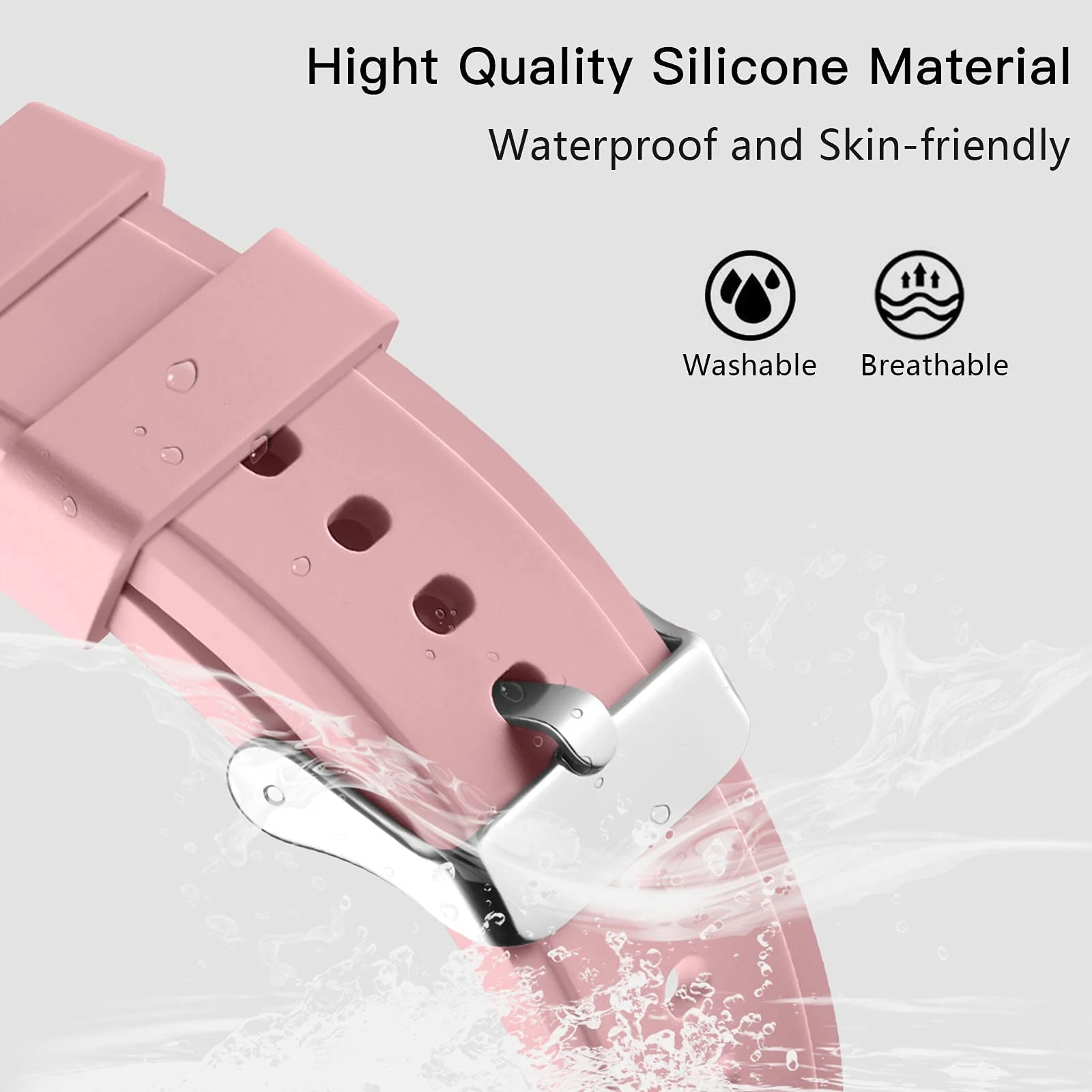 DL3 Mobilak No Gap Bands Compatible with Samsung Galaxy Watch 7 5 4 6 Band 44mm 40mm/Watch 5 Pro 45mm/Galaxy Watch 4 Classic 46mm 42mm Strap,20mm Quick Release Sport Replacement Bands for Women Men - Pink Sand
