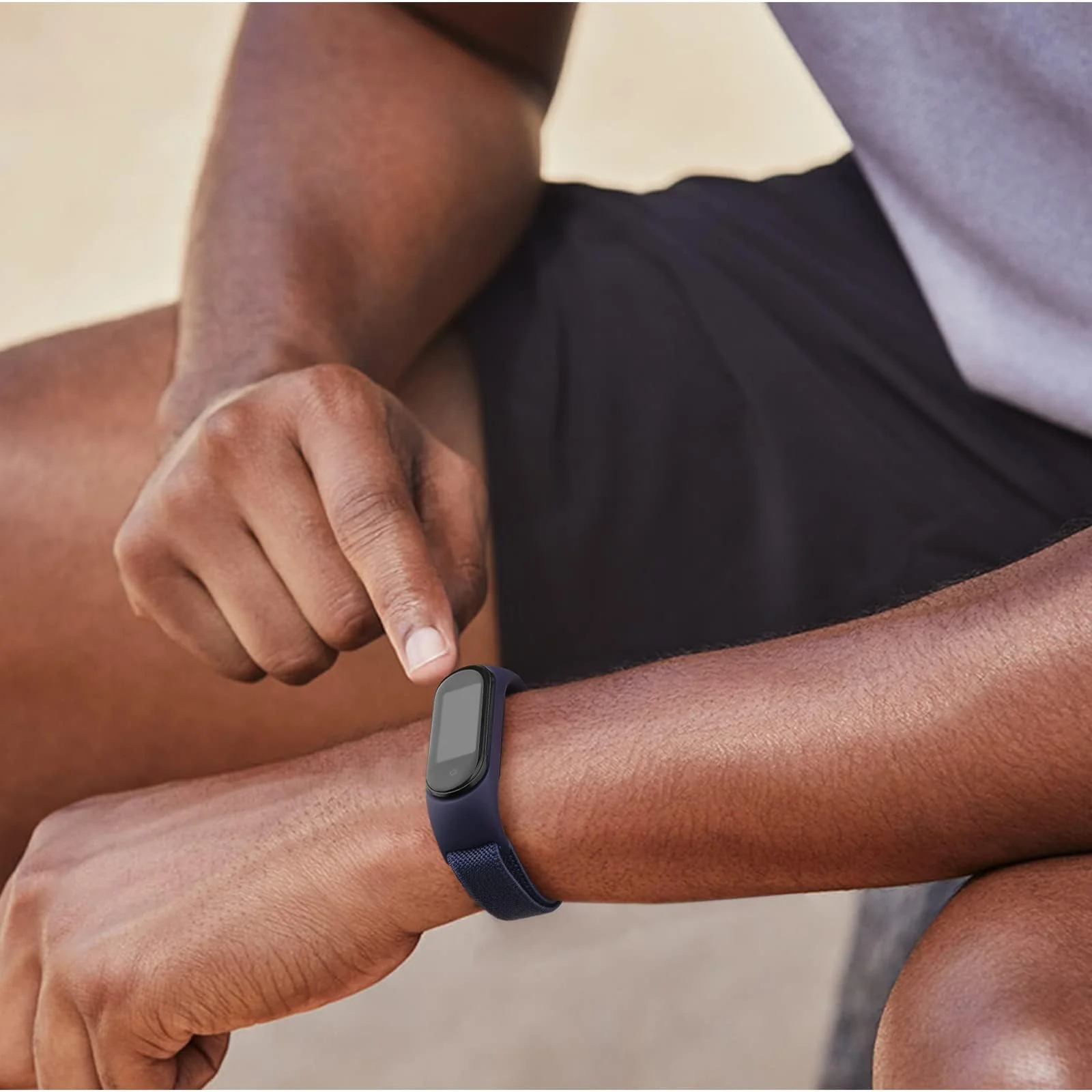 DL3 Mobilak Nylon Loop Stretchy Strap for Xiaomi Mi Band 7/Mi Band 6/Mi Band 5/Mi Band 4/Mi Band 3, Adjustable Elastic Sport Band for Mi Band 7 6 5 4 3, Strap Smart Watch Accessories - Blue