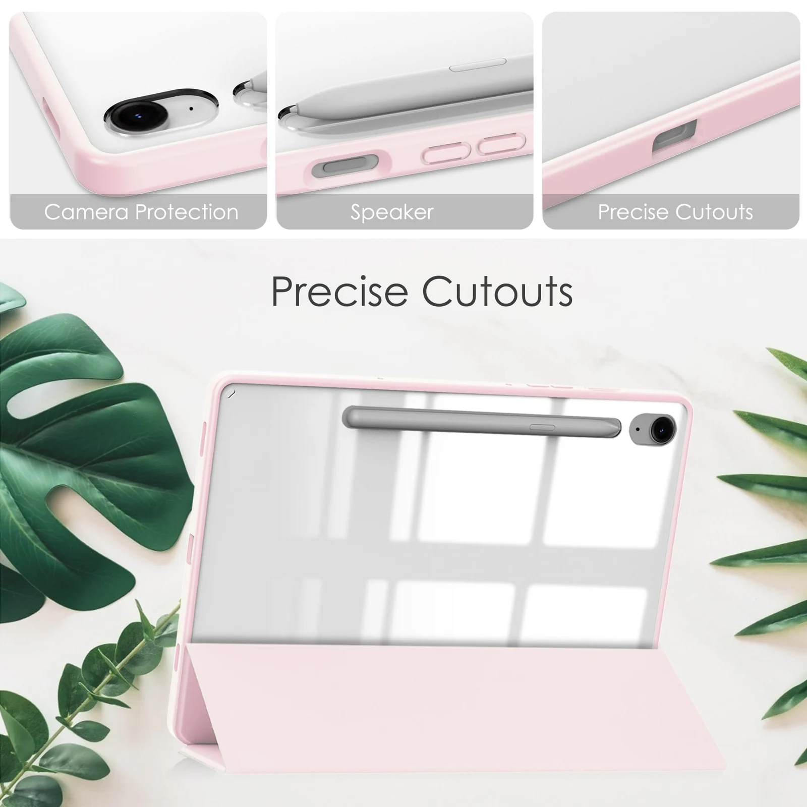 DL3 Mobilak Hybrid Slim Case for Samsung Galaxy Tab S9 FE 5G 10.9 Inch/Galaxy Tab S9 11 Inch 2023 with S Pen Holder, Shockproof Cover with Clear Transparent Back Shell, Auto Wake/Sleep - Pink Sand