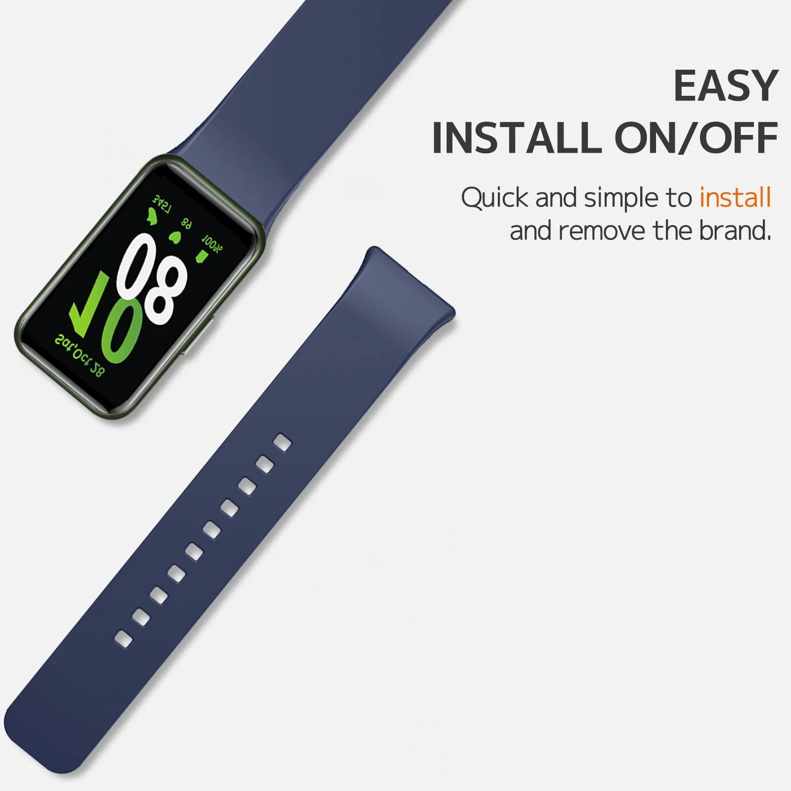 DL3 MOBILAK Silicone Bracelet for Samsung Galaxy Fit 3 Strap, Soft Silicone Sport Replacement Strap For Women/Men, Adjustable Waterproof Sports Band - Midnight Blue