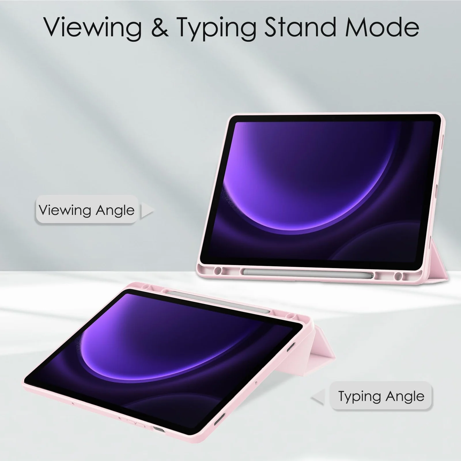DL3 Mobilak Hybrid Slim Case for Samsung Galaxy Tab S9 FE 5G 10.9 Inch/Galaxy Tab S9 11 Inch 2023 with S Pen Holder, Shockproof Cover with Clear Transparent Back Shell, Auto Wake/Sleep - Pink Sand