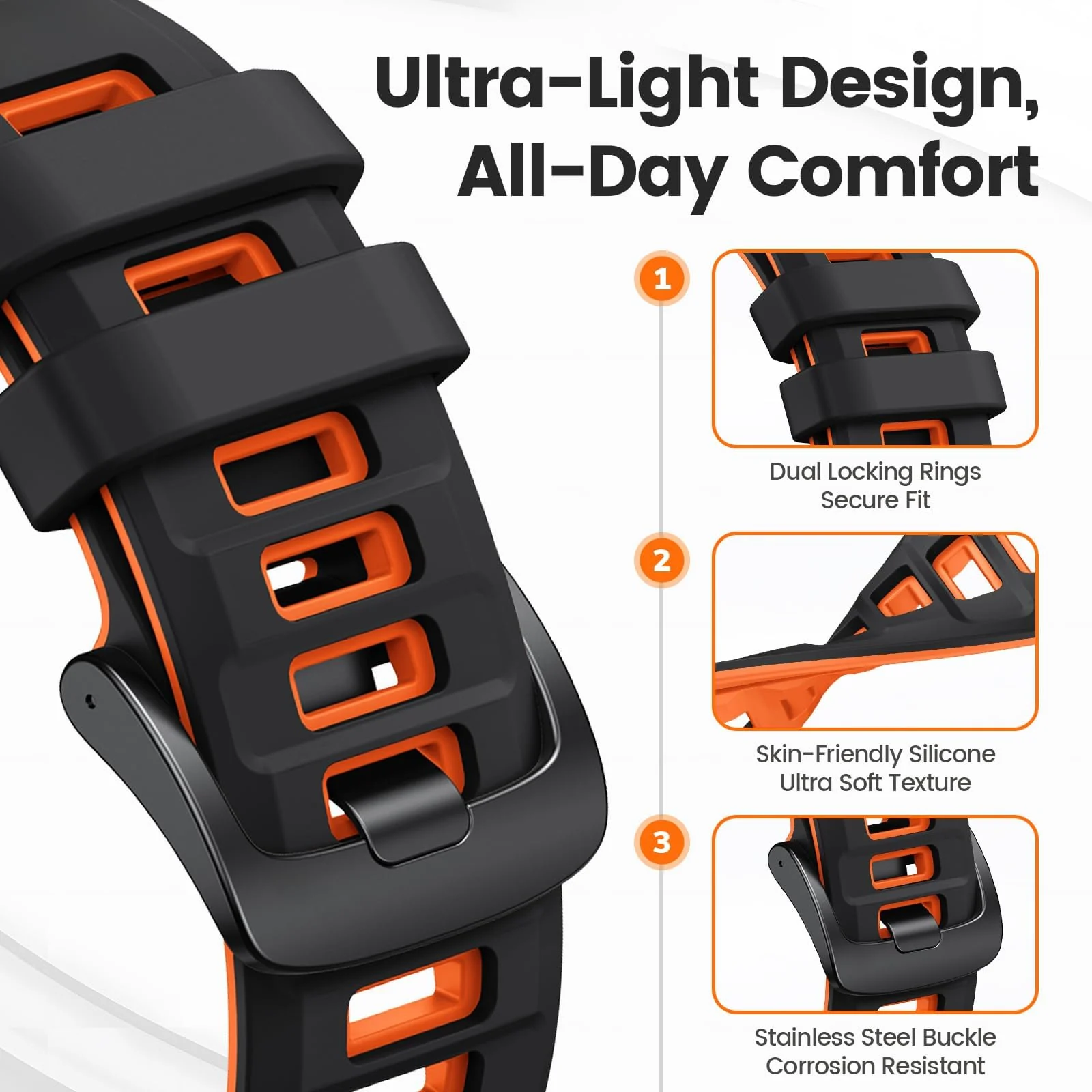 DL3 Mobilak Silicone Sport Band 22MM Strap For Xiaomi Redmi Watch 5 Active/5 Lite/Samsung Galaxy Watch 46mm/Watch 3 45mm/Gear S3/Huawei watch GT5 GT4 GT3 GT2 GT 46MM/GT2E/GT3 Pro/GT 5 Pro/Amazfit GTR4 - Black/orange
