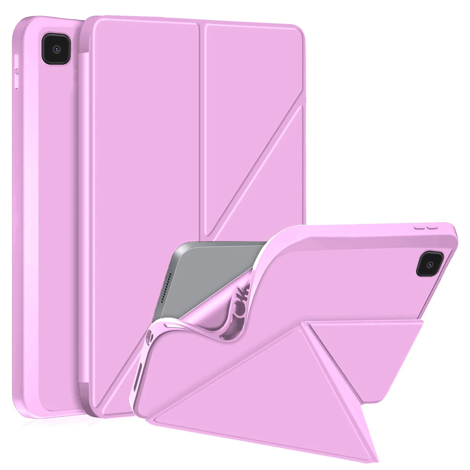 DL3 Mobilak For Samsung Galaxy Tab A7 Lite 8.7 Inch 2021 Model (SM-T220/T225/T227) Case, Smart Stand, Pencil Holder, Shockproof Slim Lightweight Leather Cover, Modern Abstract Design - Pastel Violet