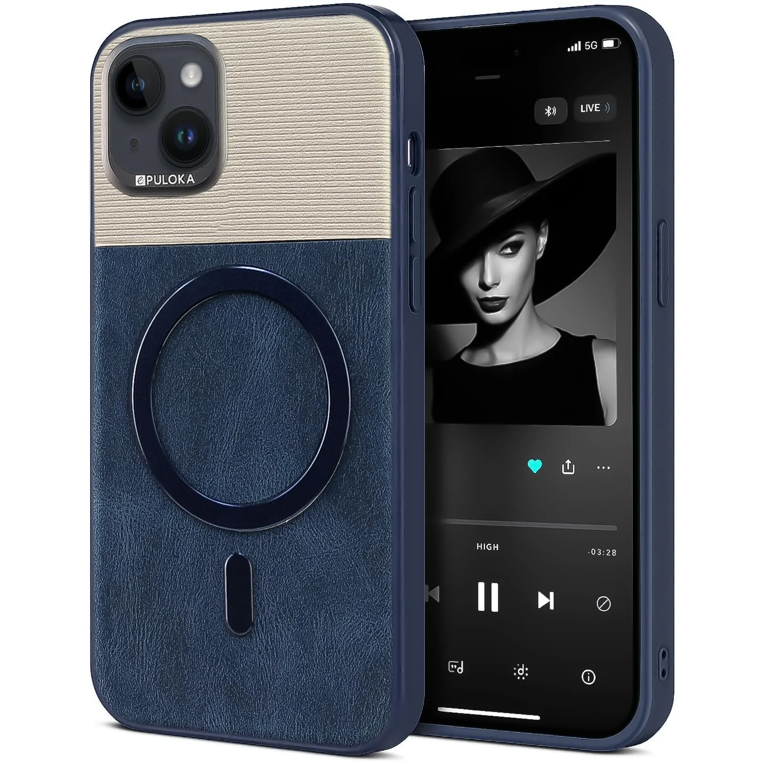 Dl3 Mobilak Premium Leather Magnetic Case for iPhone 15 (6.1 Inch) Compatible with MagSafe – Shockproof Protective Cover with Full Camera Protection, Slim Luxury Design (Black)