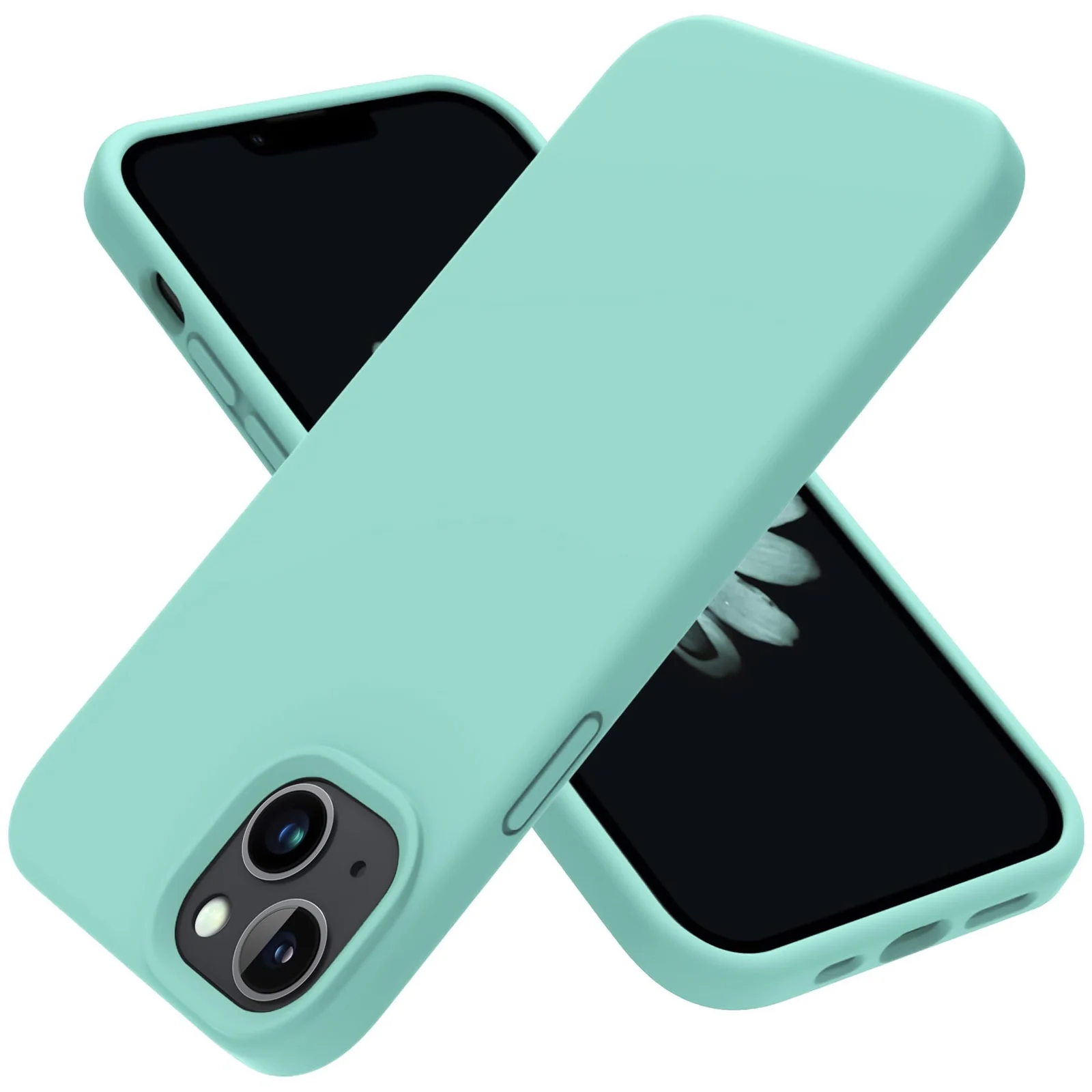 "DL3 Mobilak Liquid Silicone Protective Case with Soft Microfiber Lining for iPhone 15 Plus, iPhone 14 Plus "" - Mint Geen