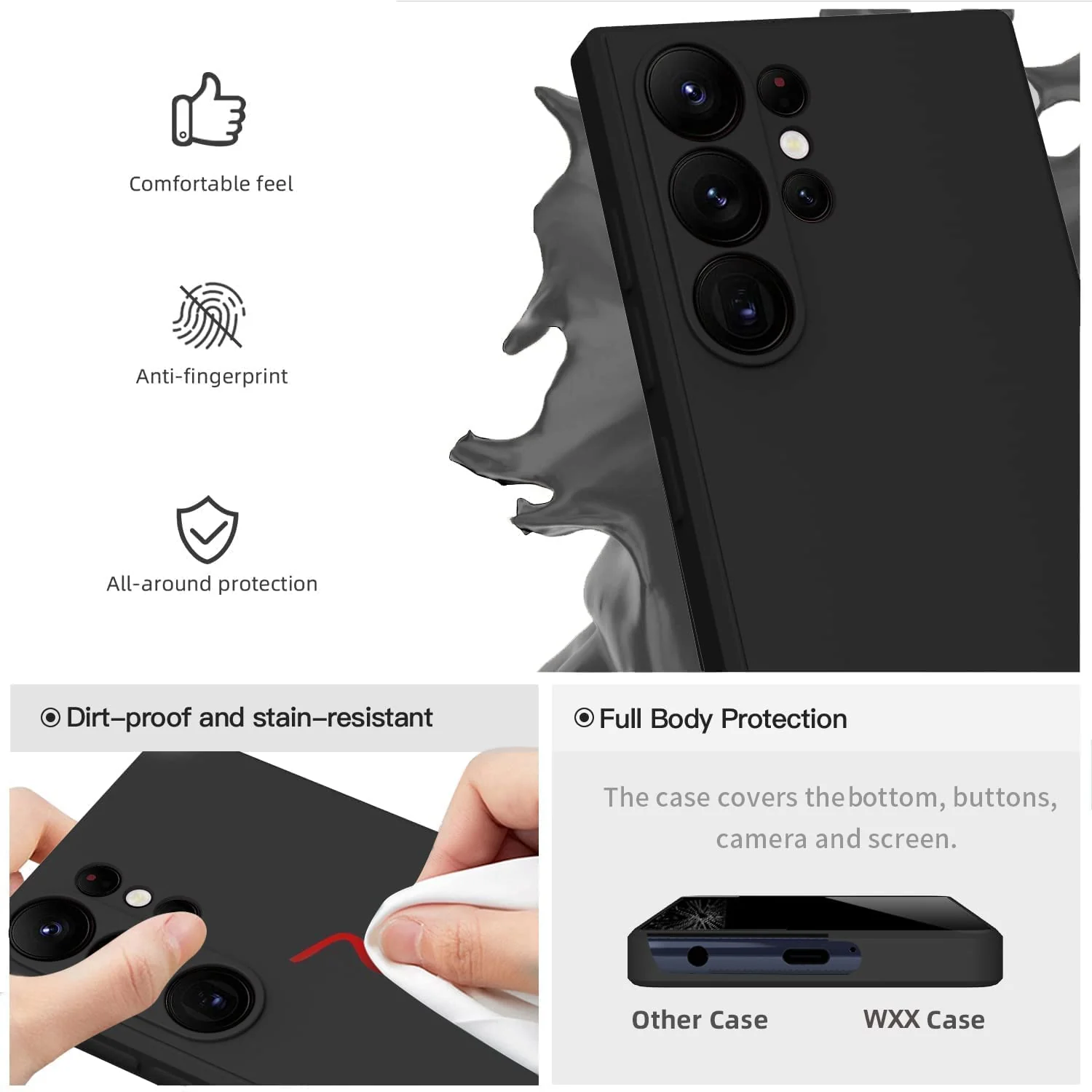 DL3 Mobilak Case Compatible with Samsung Galaxy S23 Ultra, Soft Silicone Bumper Case, Slim Fit Shockproof Protective Case - Black