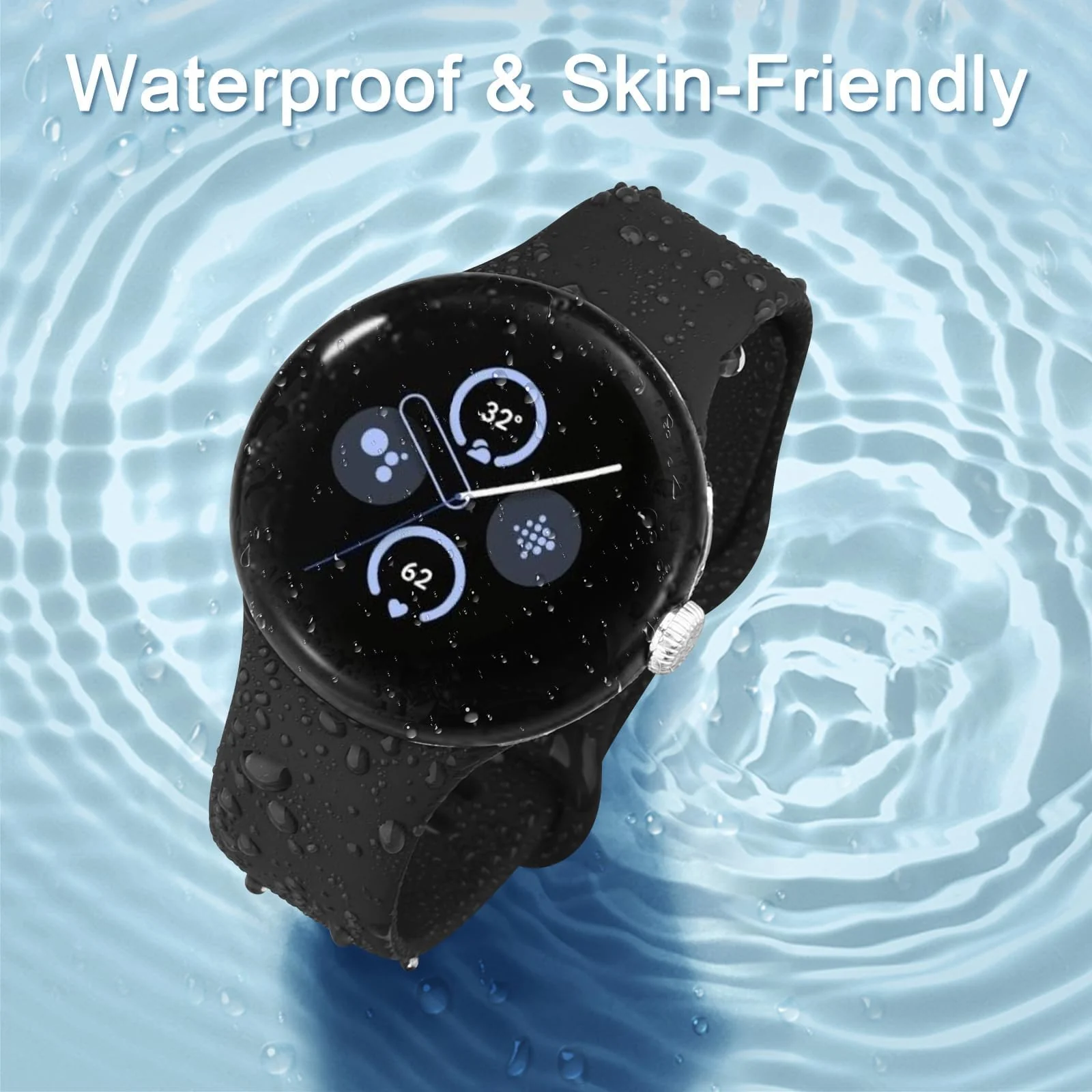 DL3 Mobilak Band Compatible with Google Pixel Watch 4/3 (45mm), Soft Silicone Sport Replacement Straps Bracelet for Google Pixel Watch 3 45mm/Pixel Watch 4 45mm - Black