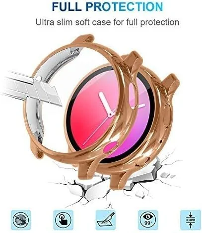DL3 Mobilak Case Compatible with Samsung Galaxy Watch Active 2 44mm Case All-Around Screen Protector Watch Soft TPU Shockproof Cover Slim Guard Thin Bumper Shell Protector - Rose Gold