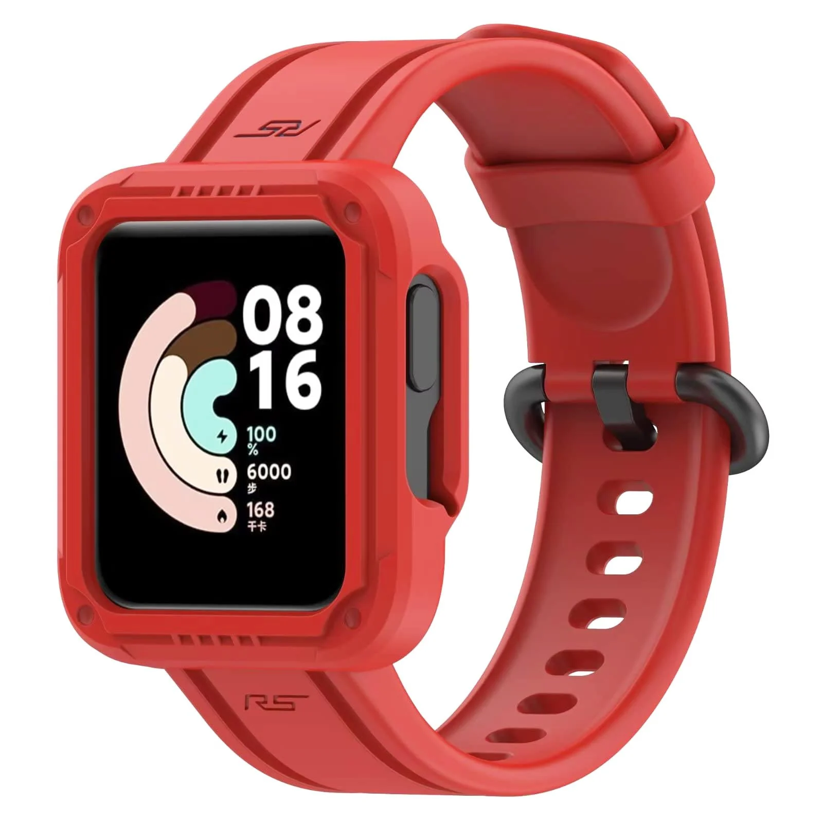 DL3 MOBILAK Replacement Wrist Band Compatible with Xiaomi MI Watch Lite/Redmi Watch 2 Lite/Poco Watch/Redmi Watch 2/Horloge 2, Adjustable Soft Silicone Wrist Strap with Cover - Red