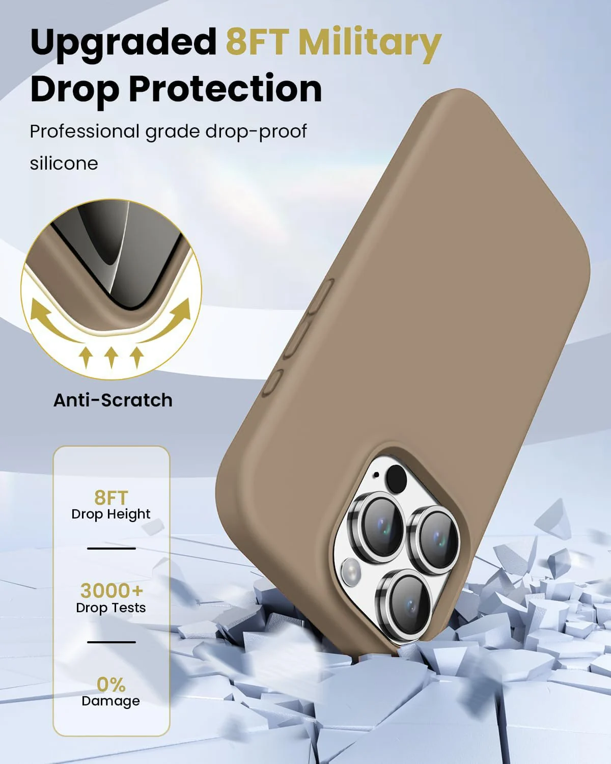 DL3 Mobilak Liquid Silicone Protective Case for iPhone 16 Pro with Microfiber Lining and Shockproof Design - Desert 2