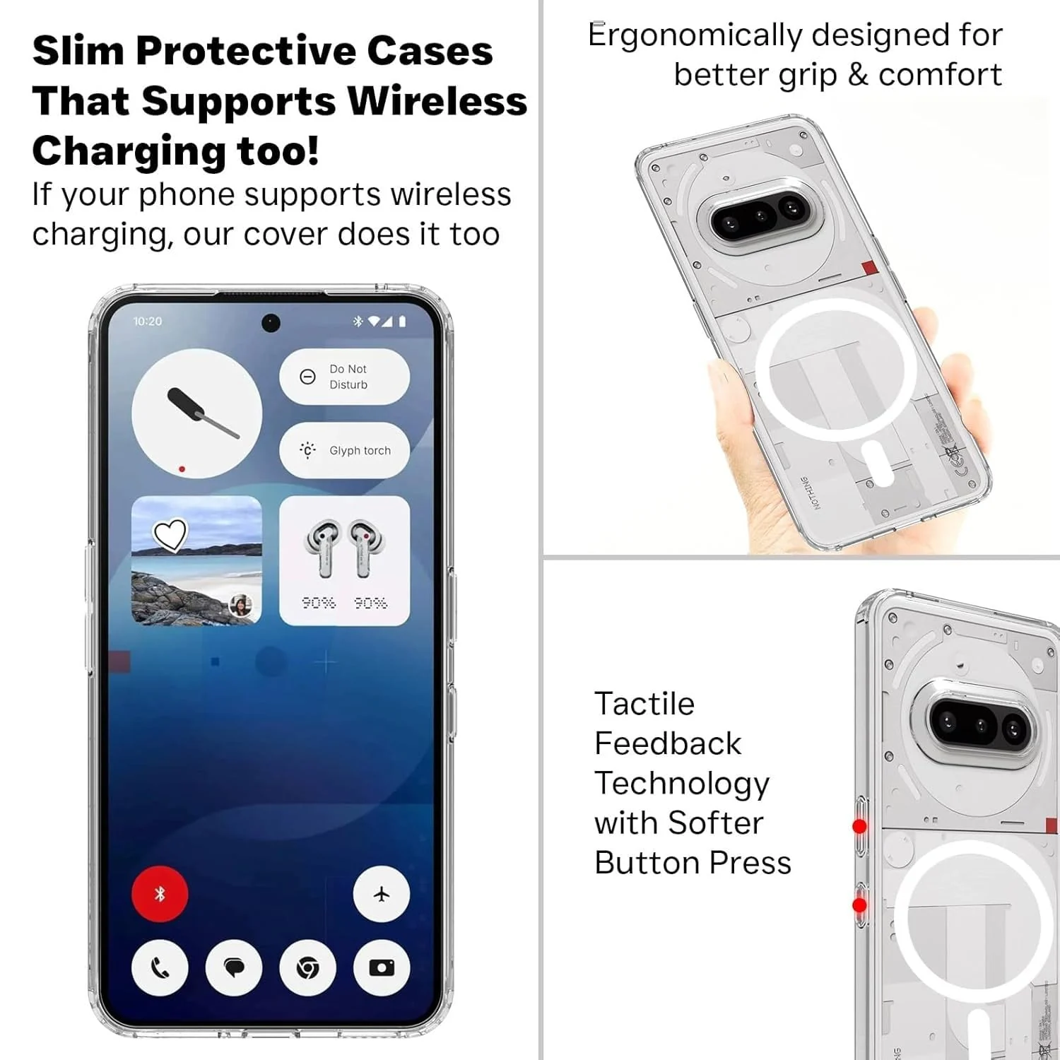 DL3 Mobilak for Nothing Phone 3A Case [Compatible with MagSafe] [Strong Magnet] [Non-Yellowing] Magnetic Slim Thin Bumper Phone Cover, Lightweight, and Durable - Clear