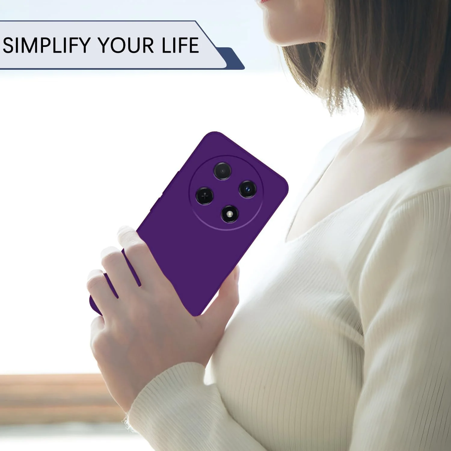 DL3 Mobilak Liquid Silicone Protective Case for Huawei nova 12i with Microfiber Lining and Shockproof Design - Purple