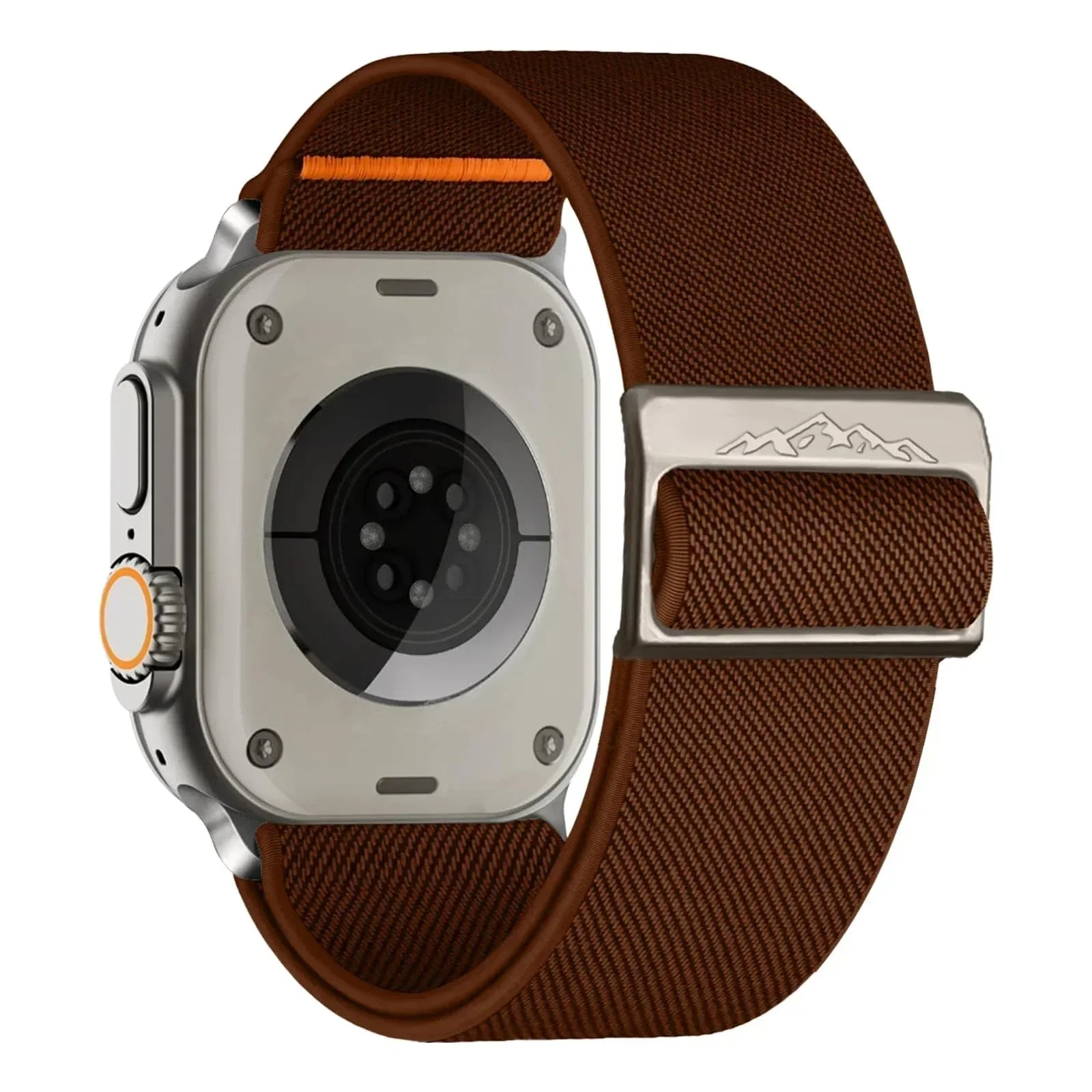DL3 Mobilak Solo Loop Nylon Band Compatible with Apple Watch Ultra 2/Ultra Band 49mm 45mm 46mm 44mm 42mm for Men Women, Soft Fabric Braided Elastic Sport Strap for iWatch Series SE 10/9/8/7/6/5/4 - Brown