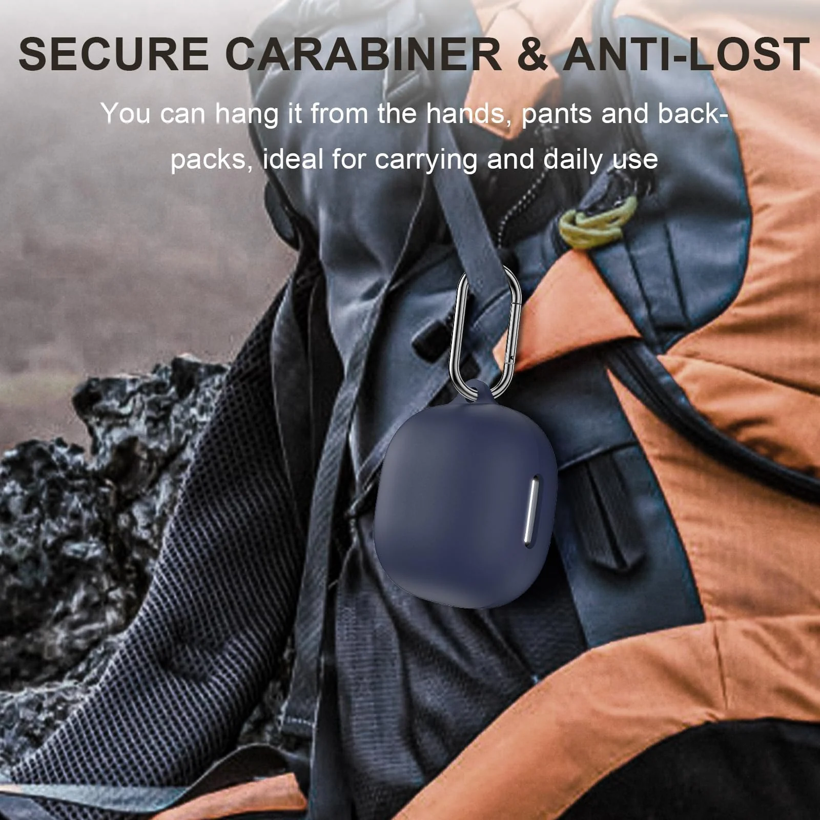 DL3 Mobilak Compatible with Anker Soundcore P40i Case Cover, Soft Silicone Shockproof Protective Skin Case for Soundcore P40i Wireless Earbuds with Carabiner, Front LED Visible - Blue