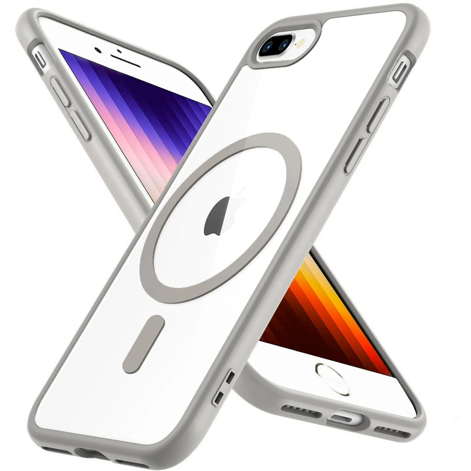 DL3 Mobilak Clear MagSafe-Compatible Magnetic Case for iPhone 7 Plus / iPhone 8 Plus with Camera Protection and Military-Grade Protection - Titanium