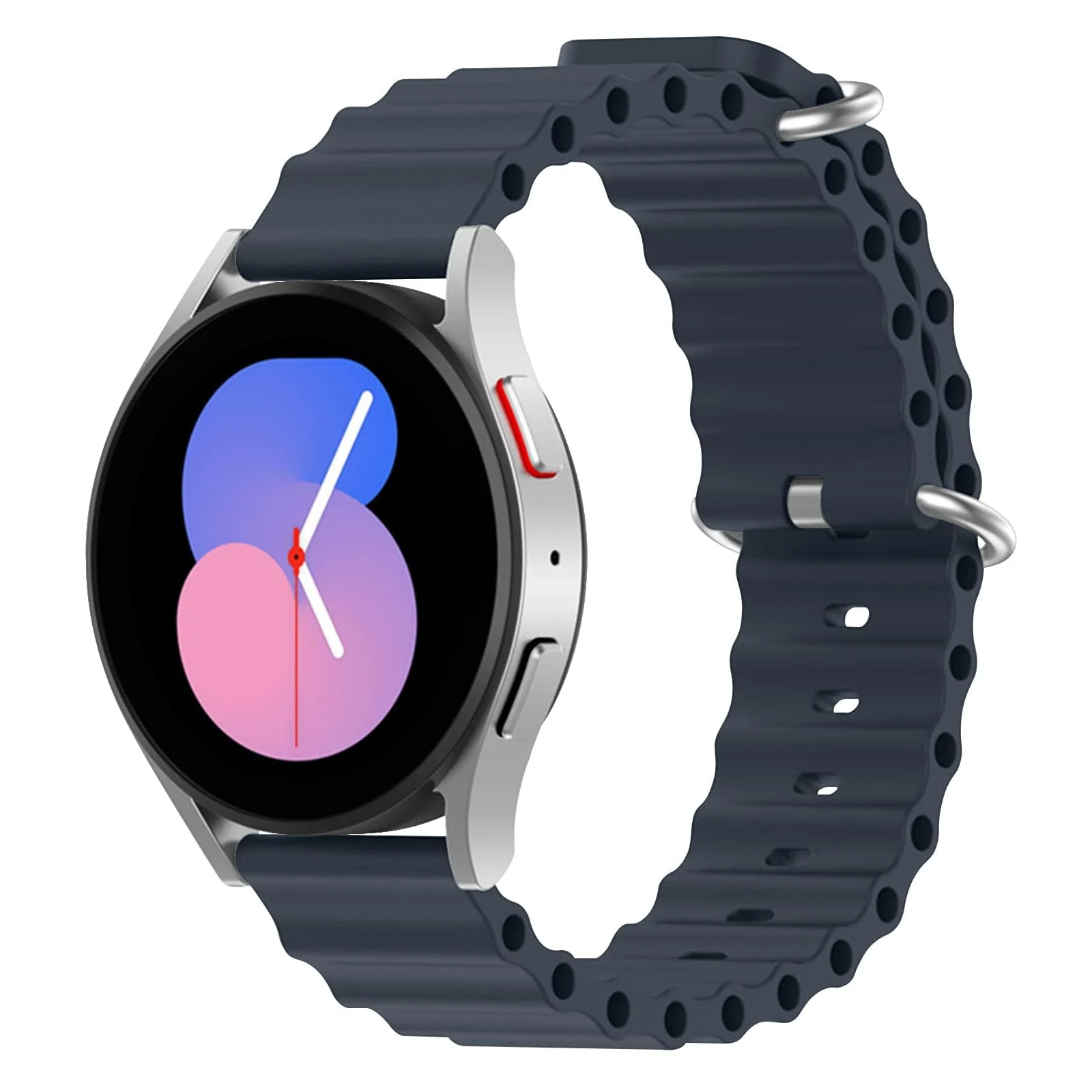 DL3 Mobilak Ocean Bands Silicone 20MM Strap For Samsung Galaxy Watch 7 6 5 4 40mm 44mm/5 Pro 45mm/S2 classic/active 2 40mm 44mm/Amazfi GTS 2/2e/GTS 3/3 Pro/GTS 4/GTS 2 Mini/3 Mini/4 Mini/Bip 3 Pro - Black