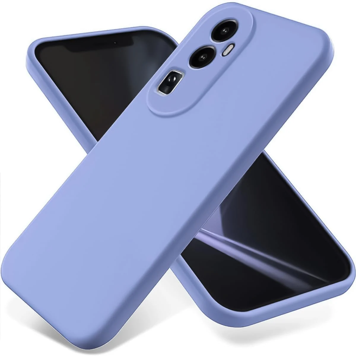 DL3 Mobilak Liquid Silicone Protective Case with Soft Microfiber Lining with Full Camera Protection for OPPO Reno 10 Pro+ Plus 5G - Baby Blue