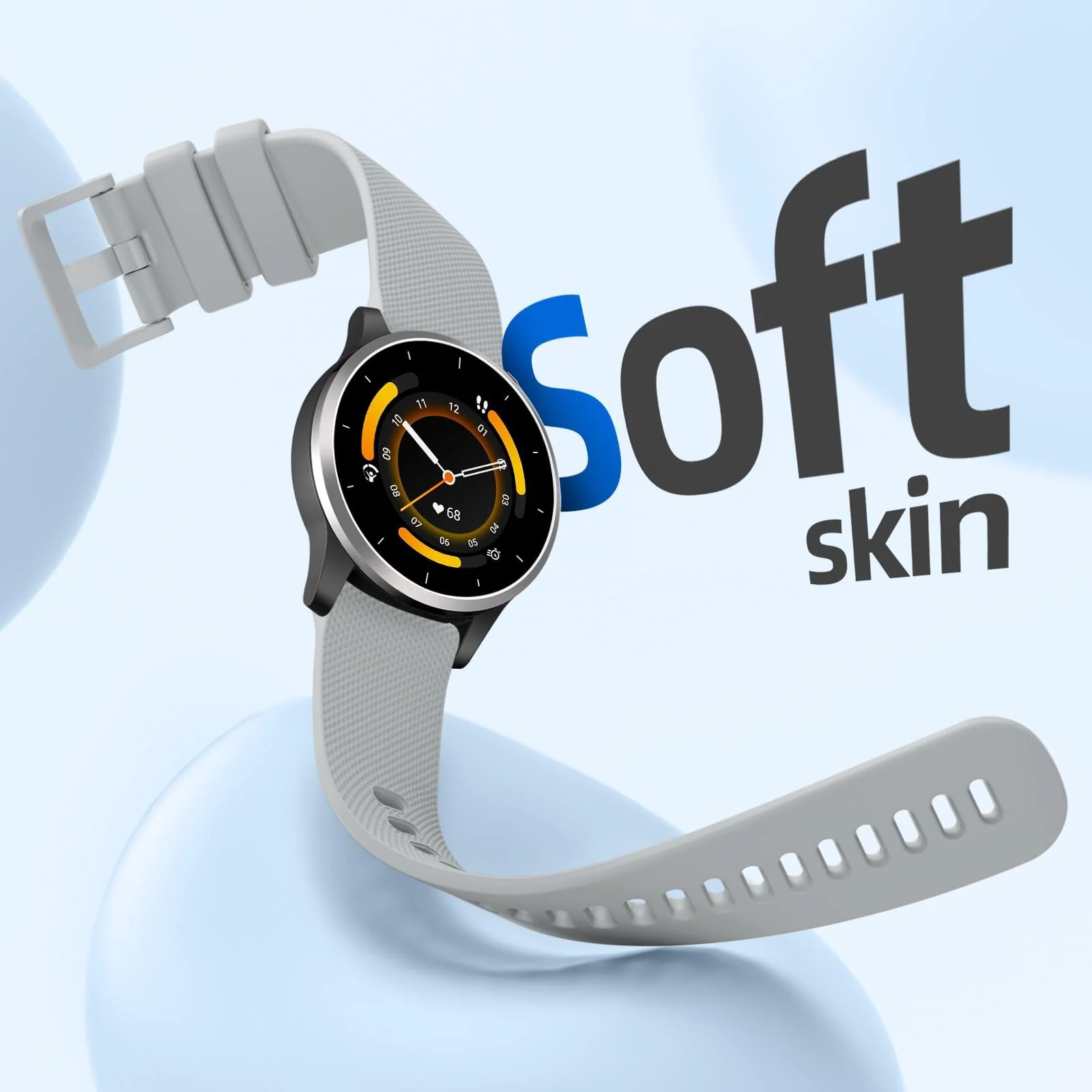 DL3 Mobilak Silicone Buckle Band 22MM Strap For Xiaomi Redmi Watch 5 Active/5 Lite/Samsung Galaxy Watch 3 45mm/Watch 46mm/Gear S3/For Huawei watch GT5 GT4 GT3 GT2 GT 46MM/GT2E/GT2 Pro/GT 3 Pro/GT5 Pro - Light Grey