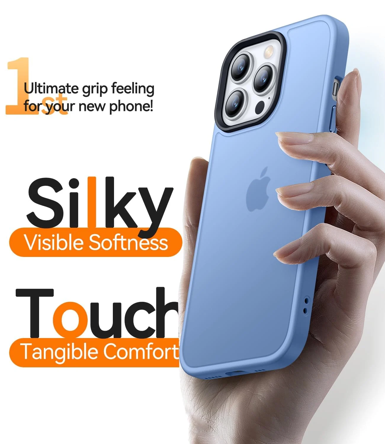 DL3 Mobilak Translucent Matte Case for iPhone 13 Pro / iPhone 14, Supports wireless charging, Camera protection, Shock-absorbing protection - Light Blue
