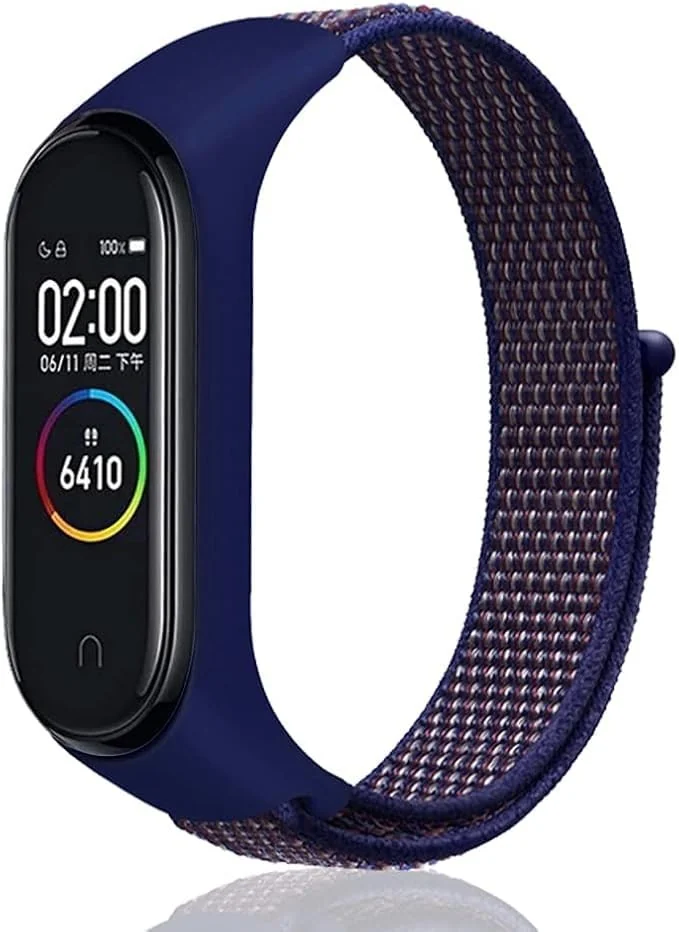 DL3 Mobilak Nylon Sport Band Compatible with Xiaomi Mi Band 7/Mi Band 6/Mi Band 5/Mi Band 4/Mi Band 3/Amazfit Band 5 for Women Men, Soft Adjustable Breathable Sport Loop Watch Strap - Dark Purple