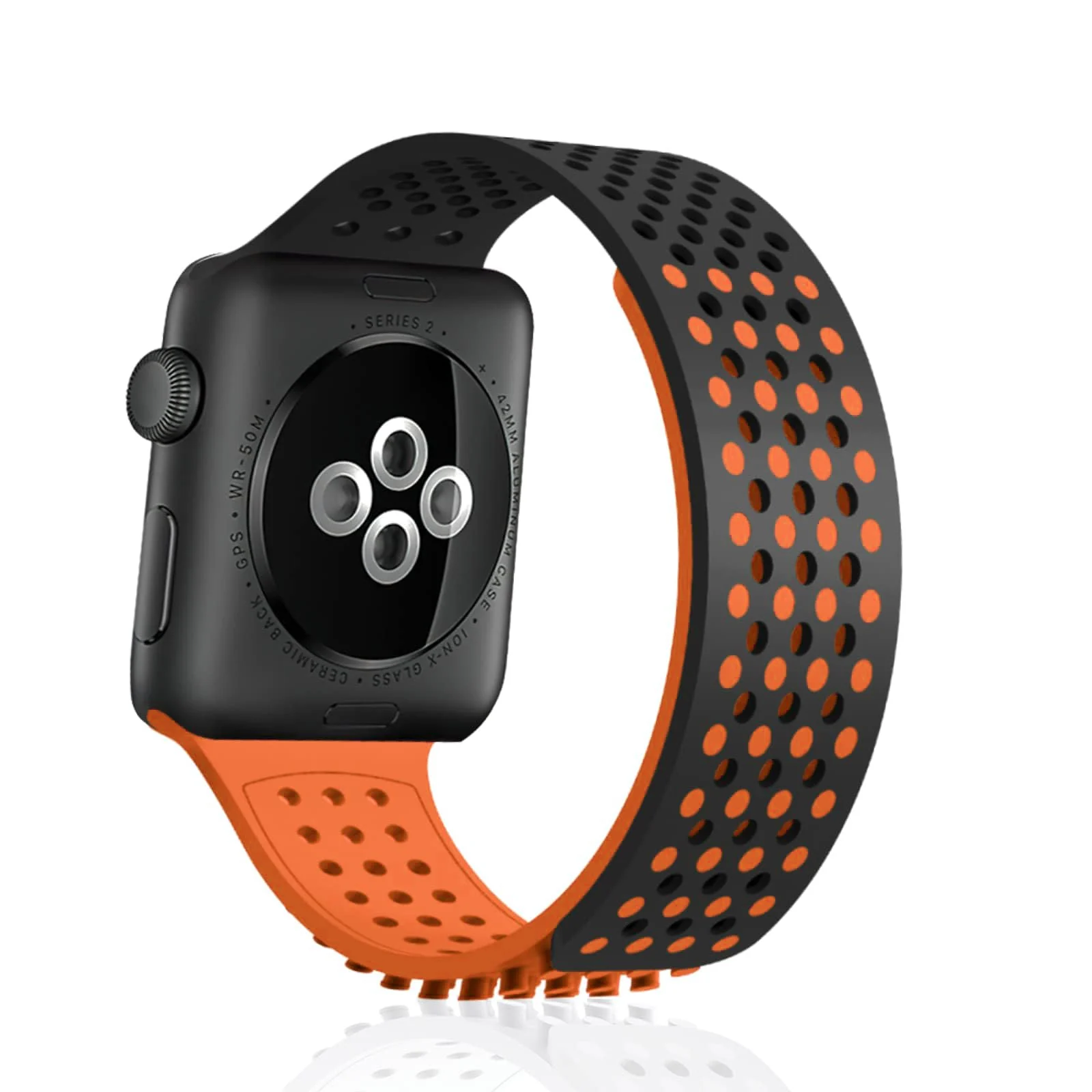 DL3 Mobilak Soft Silicone Band For Apple Watch Ultra Bands 49mm 45mm 44mm 42mm, Sport Replacement Wristband No Clasps for iWatch Series 8 ultra 7 6 5 4 SE 3 2 Women Men, Waterproof Strap - Orange Black