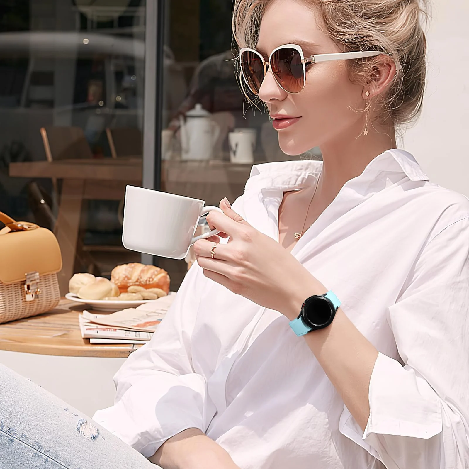 DL3 Mobilak No Gap Bands Compatible with Samsung Galaxy Watch 7 5 4 6 Band 44mm 40mm/Watch 5 Pro 45mm/Galaxy Watch 4 Classic 46mm 42mm Strap,20mm Quick Release Sport Replacement Bands for Women Men - Baby Blue