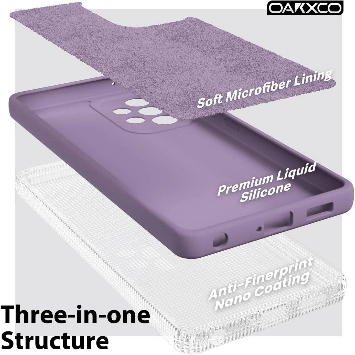DL3 Mobilak Soft Silicone Protective Case for Samsung Galaxy A72 with Microfiber Lining and Shockproof Design - Lavender