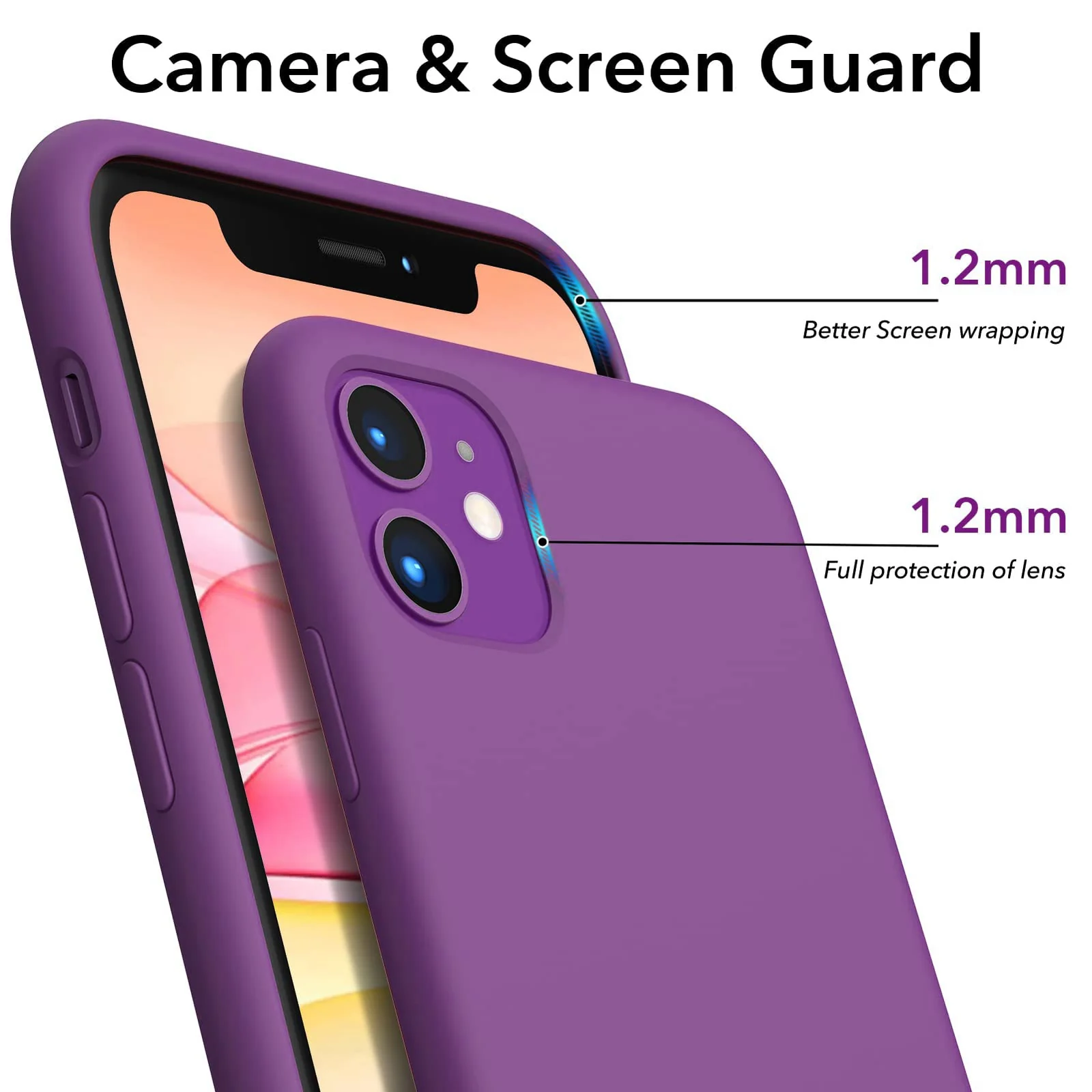 DL3 Mobilak Liquid Silicone Case for iPhone 11 (6.1 Inch), Shock-absorbing protection, Scratch-resistant surface, Soft microfiber lining - Violet