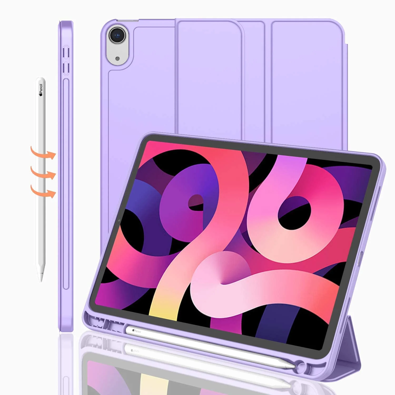 DL3 Mobilak iPad Air 11-Inch M2 (2024), iPad Air 5/4 (2022/2020 5th/4th 10.9-Inch) Case with Pencil Holder Full Body Protection + Charging Support Compatible with Apple Pencil (2nd - Light Purple