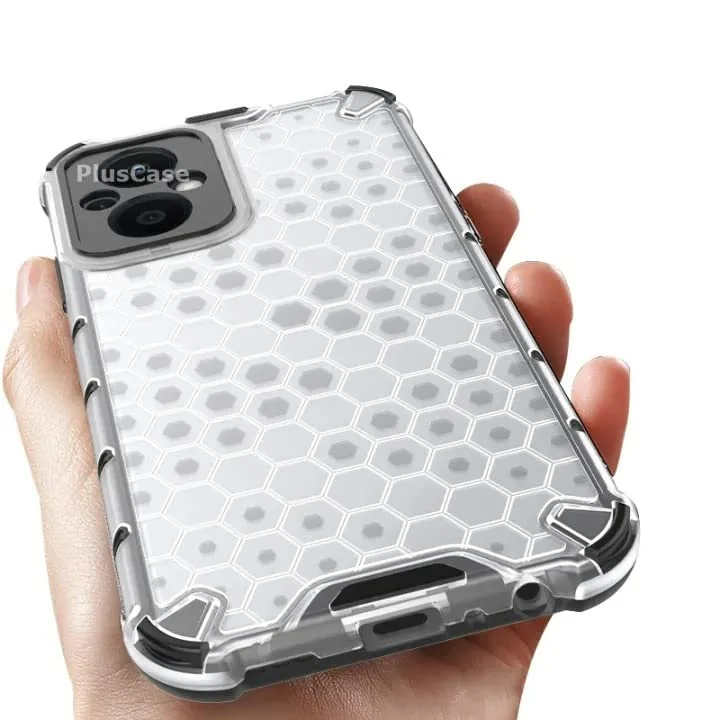 DL3 Mobilak Honeycomb Protective Case for OPPO Reno 7Z 5G / OnePlus Nord N20 5G, Shock-absorbing protection, Transparent design, Slim, lightweight profile - Clear