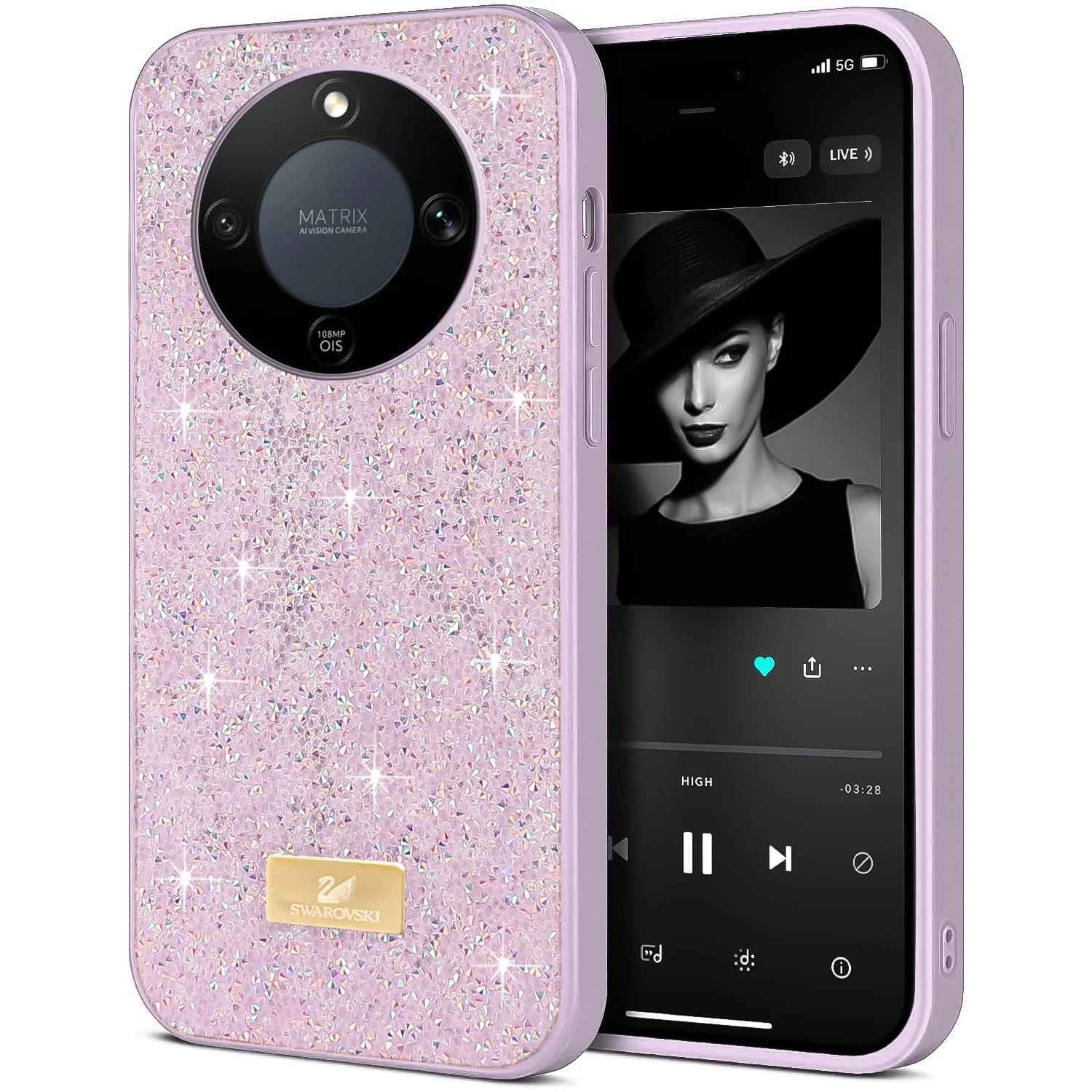 5.5 — DL3 Mobilak Glitter Rhinestone Protective Case for Honor X9D / Magic 8 Lite with Shockproof Design