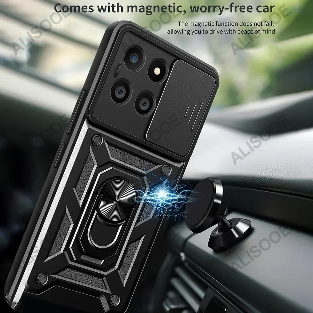 DL3 Mobilak Magnetic Car-Mount Case for Honor X8b with Camera Protection and Built-In Kickstand - Black