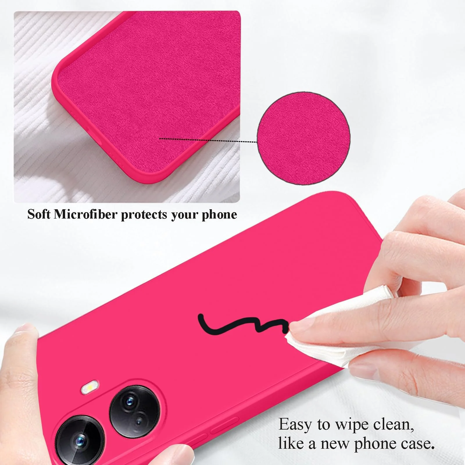 DL3 Mobilak Soft Silicone Protective Case for realme 10 pro plus with Microfiber Lining and Shockproof Design - Hot Pink