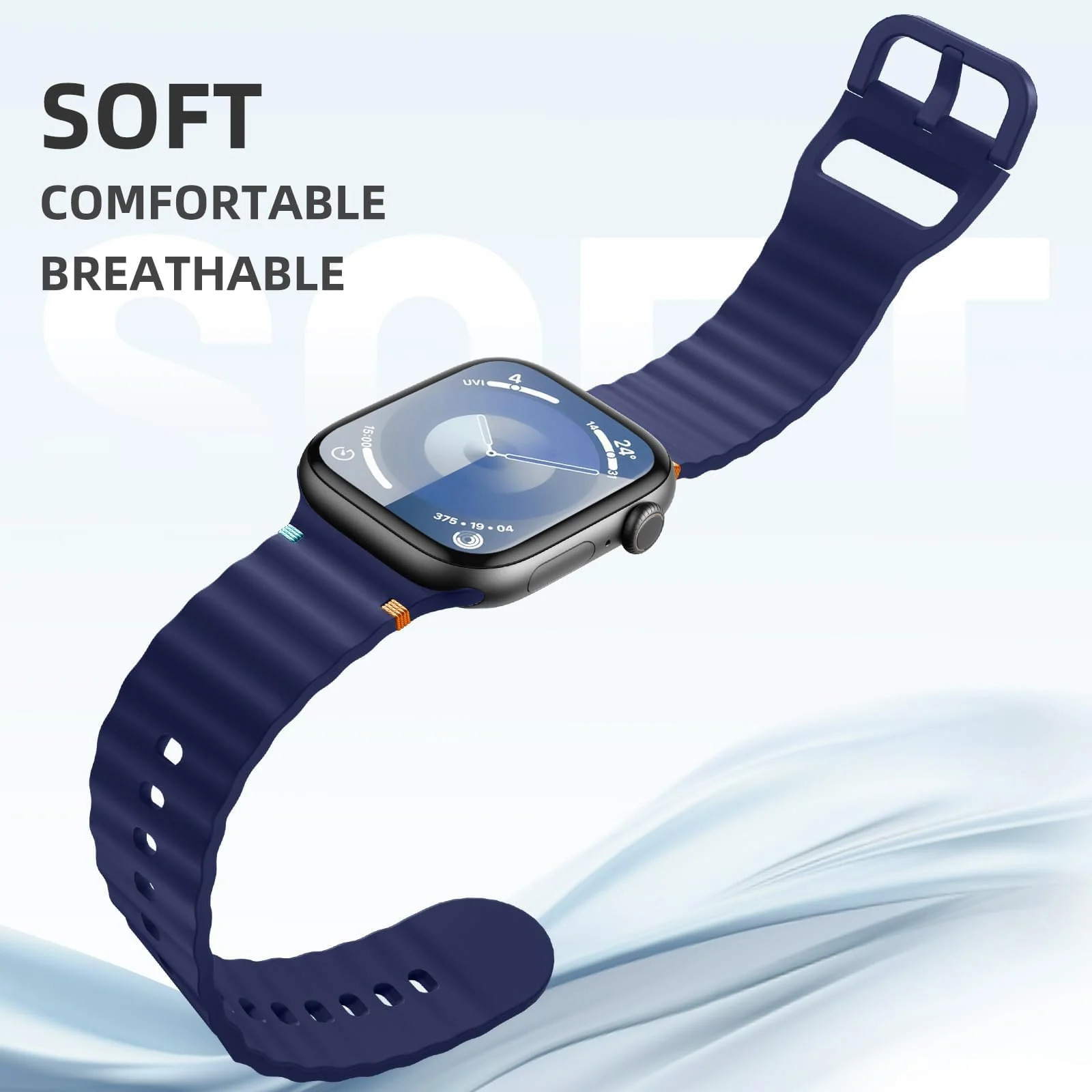 DL3 Mobilak Sport Strap for Apple Watch 49mm (Ultra 3/2/1) 46mm 45mm 44mm 42mm for Women Men, Soft Silicone Replacement Strap for iWatch Series 11/10/9/8/7/6/5/4/3/2/1/SE 3 2 1 - Midnight Blue