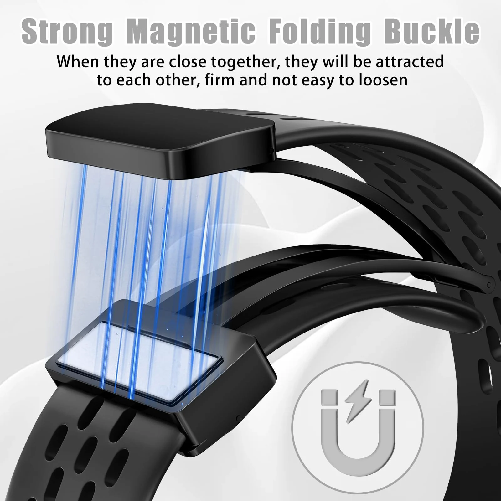 DL3 Mobilak 18mm Silicone Strap For Huawei Watch GT 6 41mm/GT 5 Pro 42 mm/GT 5 41mm/GT4 41 mm/Watch 5 42mm Magnetic Metal Buckle Sport Silicone Breathable Strap, Band Soft Replacment Wristband - Black