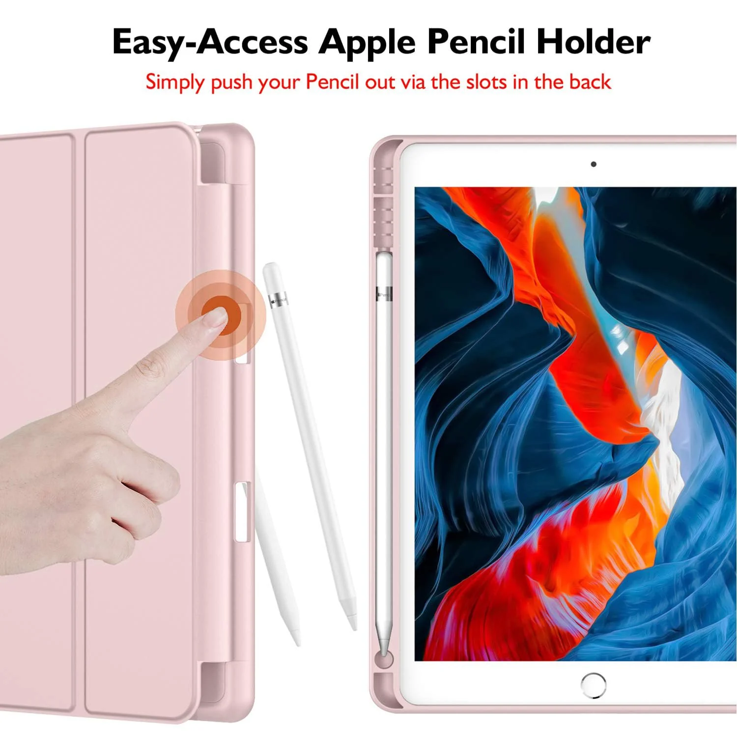 DL3 Mobilak Case For iPad 9.7-inch, (2018/2017), iPad Pro 9.7 Inch 2016, iPad Air 2nd/1st Smart Cover with Pencil Holder and Soft Silicone Back, Full Body Protection, Auto Wake/Sleep - Pink Sand